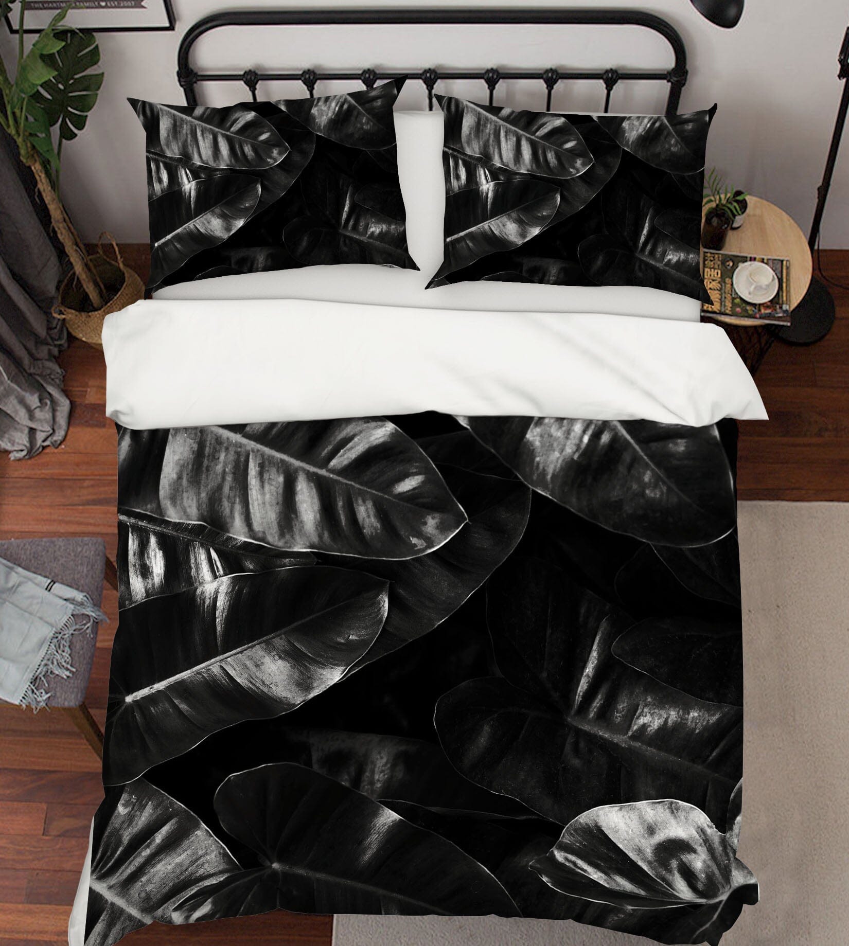 3D Black Leaves 243 Boris Draschoff Bedding Bed Pillowcases Quilt Quiet Covers AJ Creativity Home 