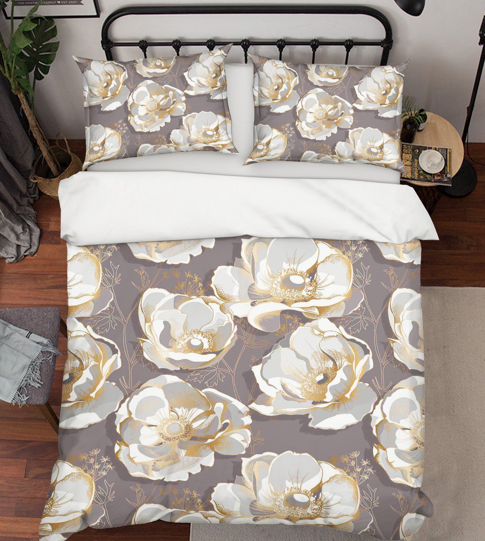 3D Embossed Flowers 060 Bed Pillowcases Quilt Wallpaper AJ Wallpaper 