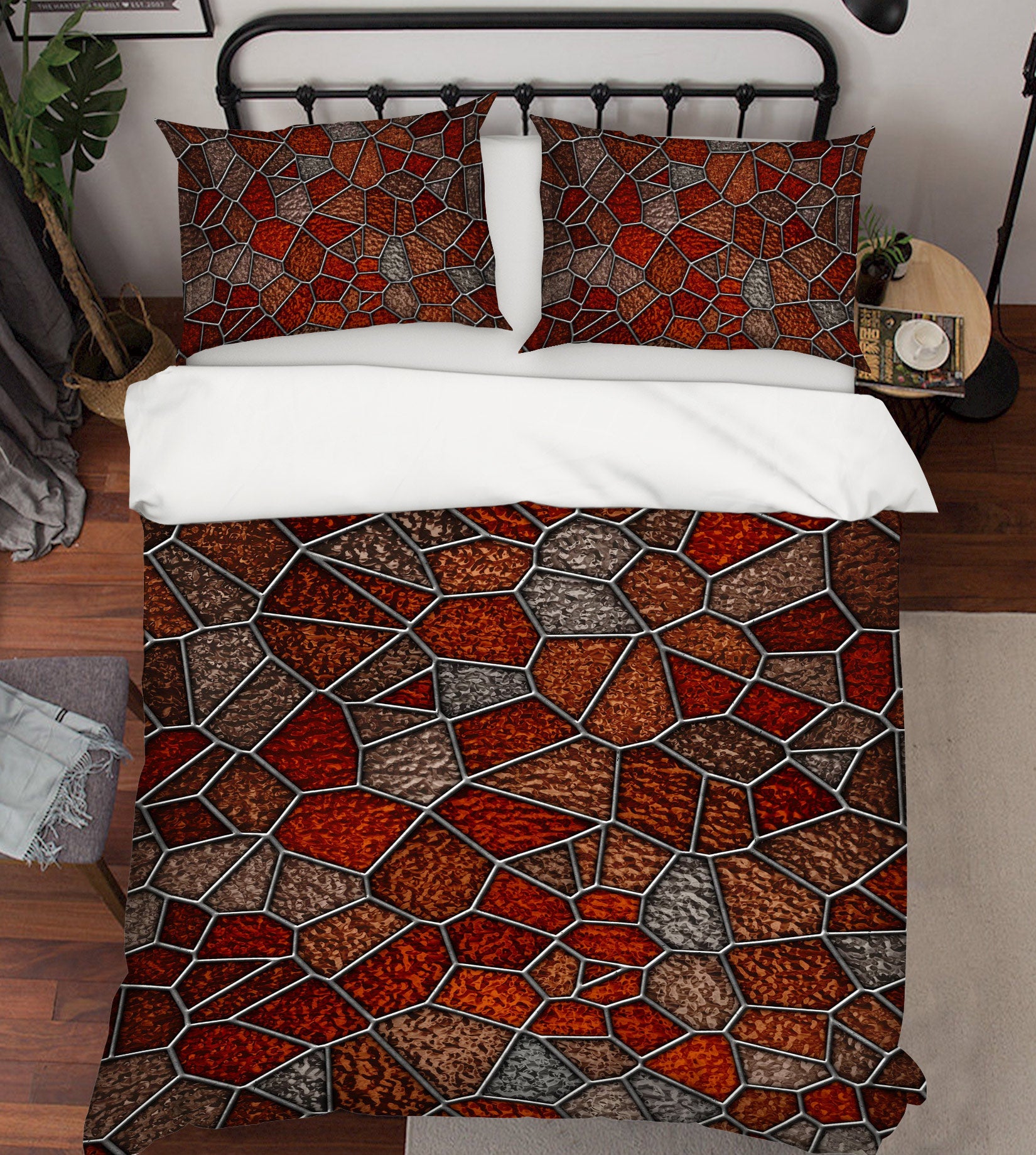 3D Red Piece 14033 Bed Pillowcases Quilt