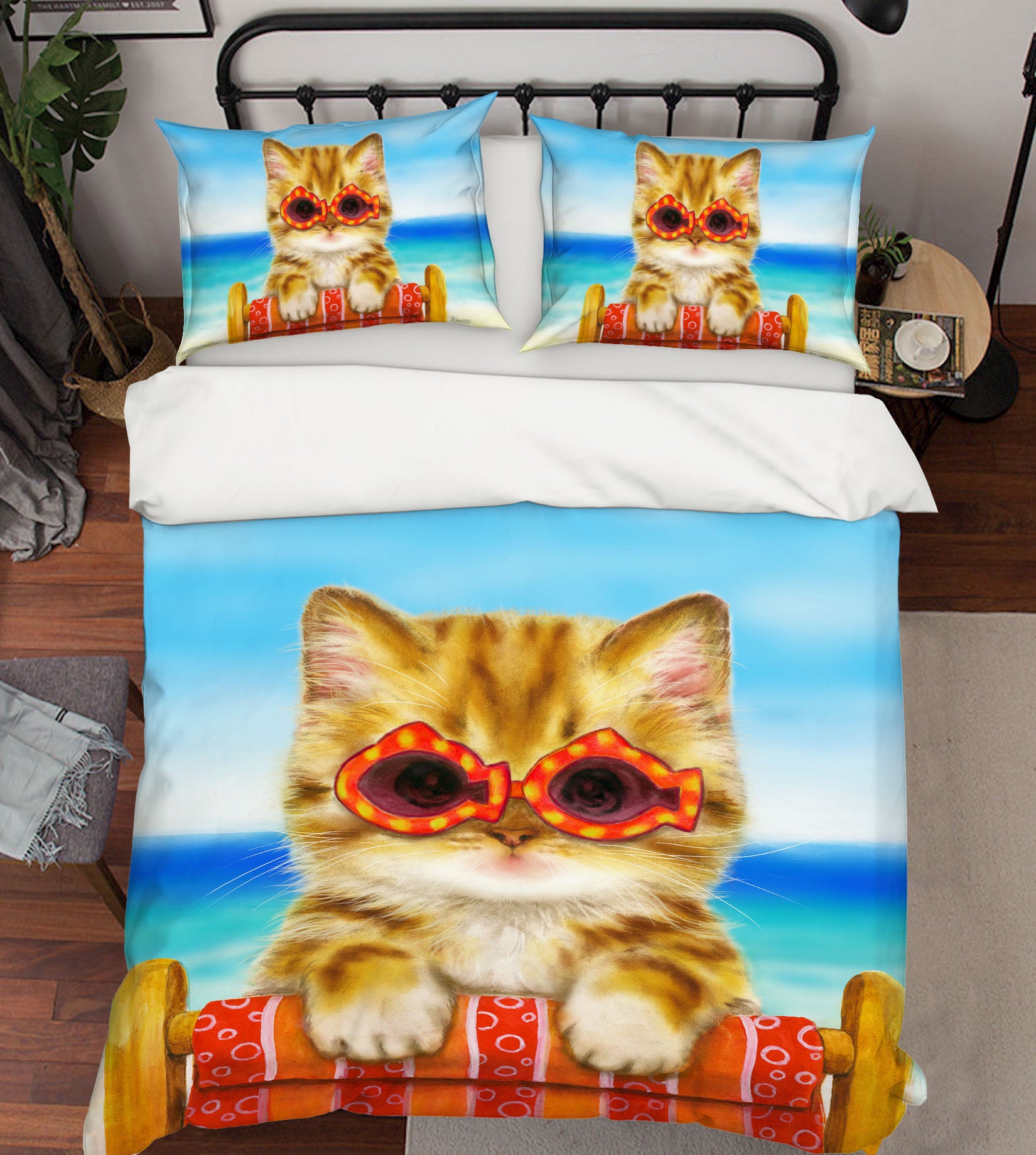 3D Glasses Cat 5859 Kayomi Harai Bedding Bed Pillowcases Quilt Cover Duvet Cover