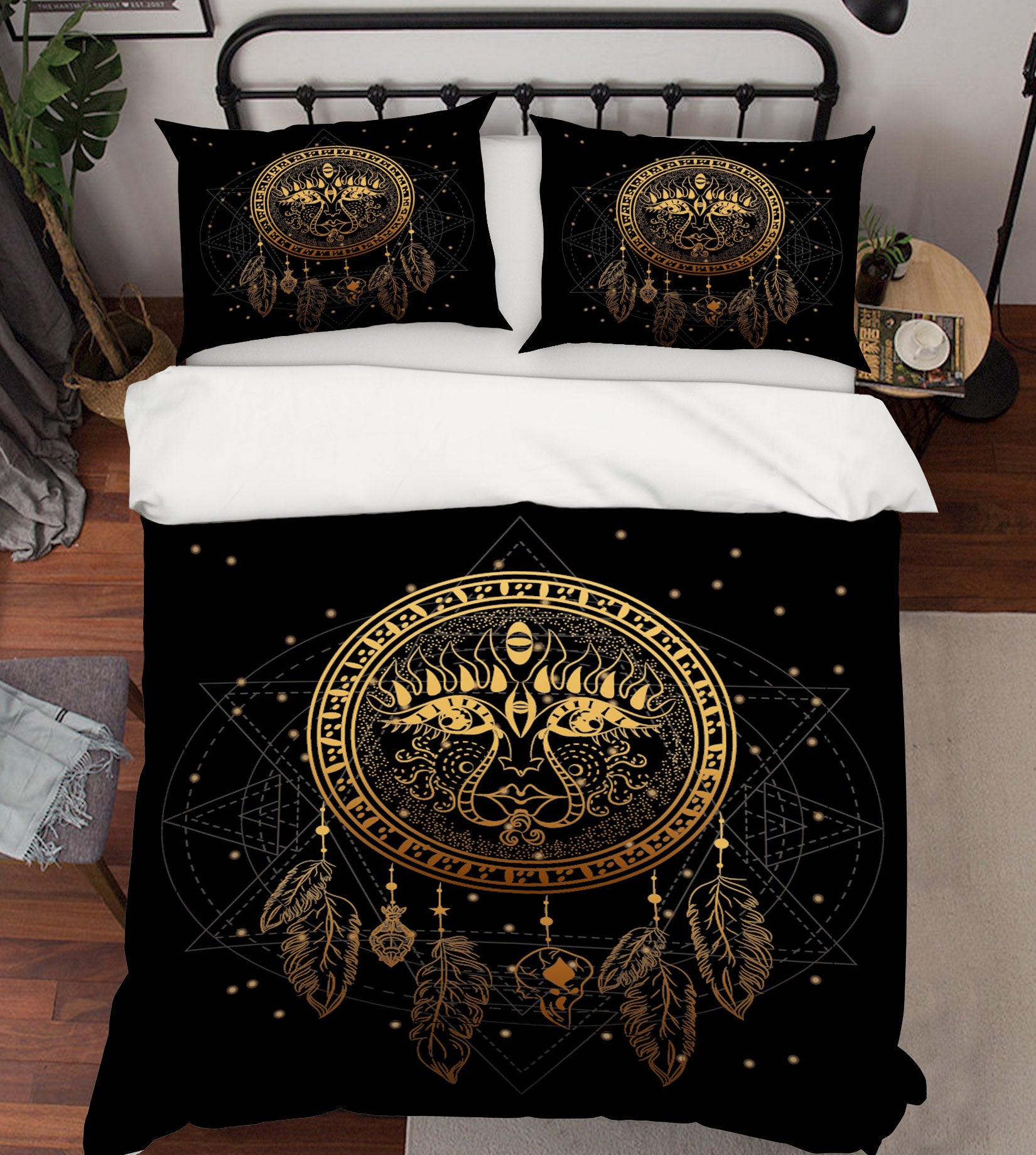 3D Golden Dream Catcher 15003 Bed Pillowcases Quilt