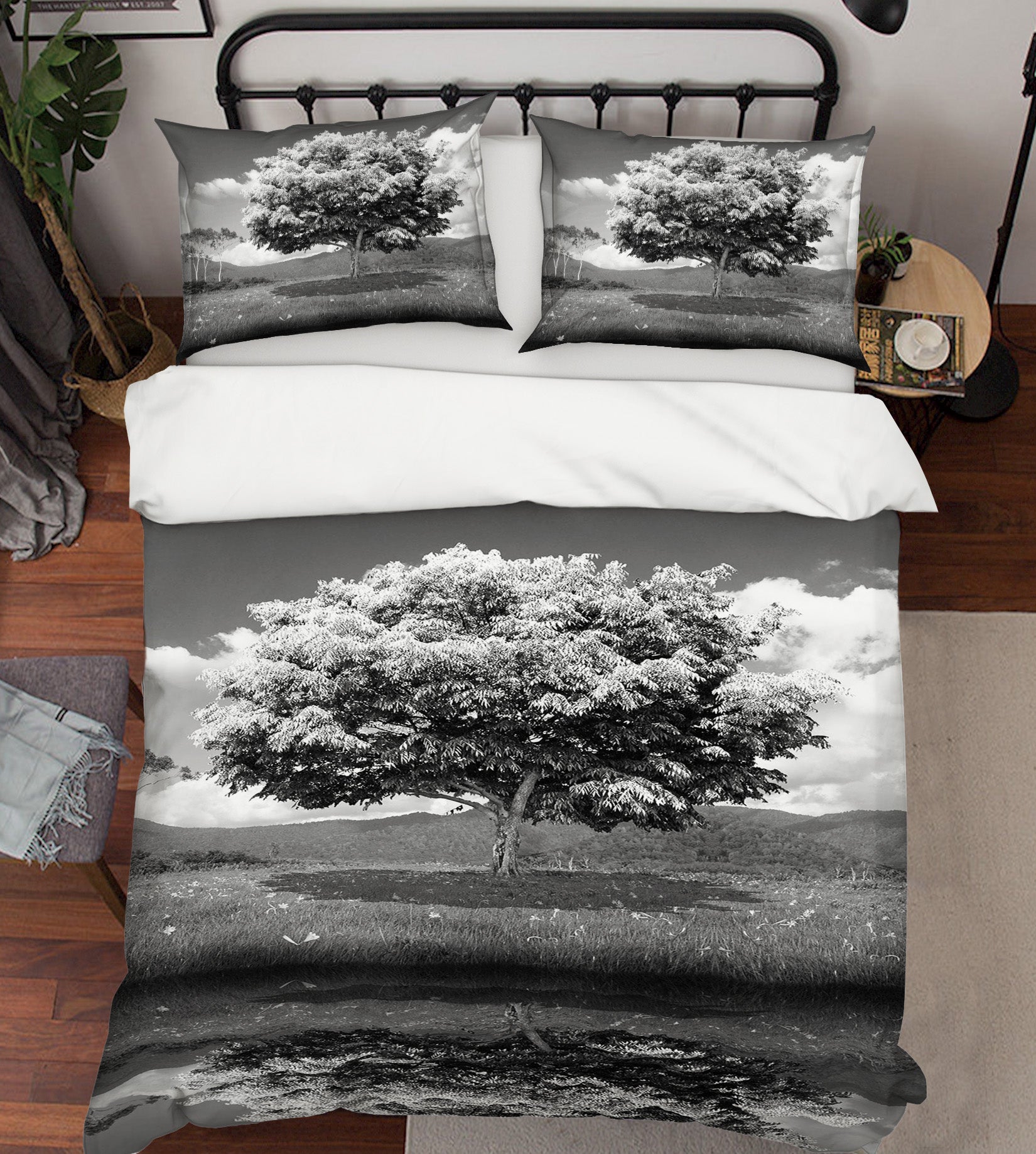 3D White Tree 088 Bed Pillowcases Quilt
