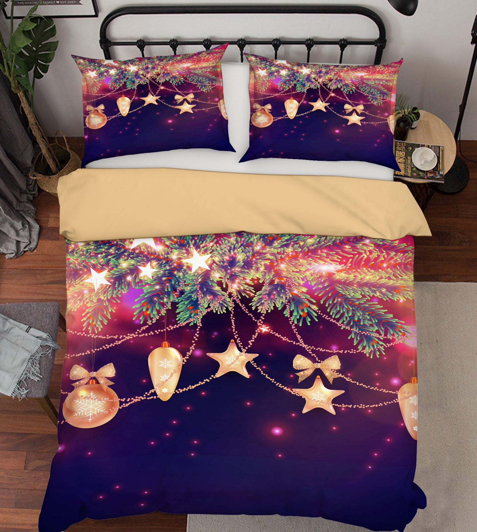 3D Five-Pointed Star Light Post 50043 Christmas Quilt Duvet Cover Xmas Bed Pillowcases