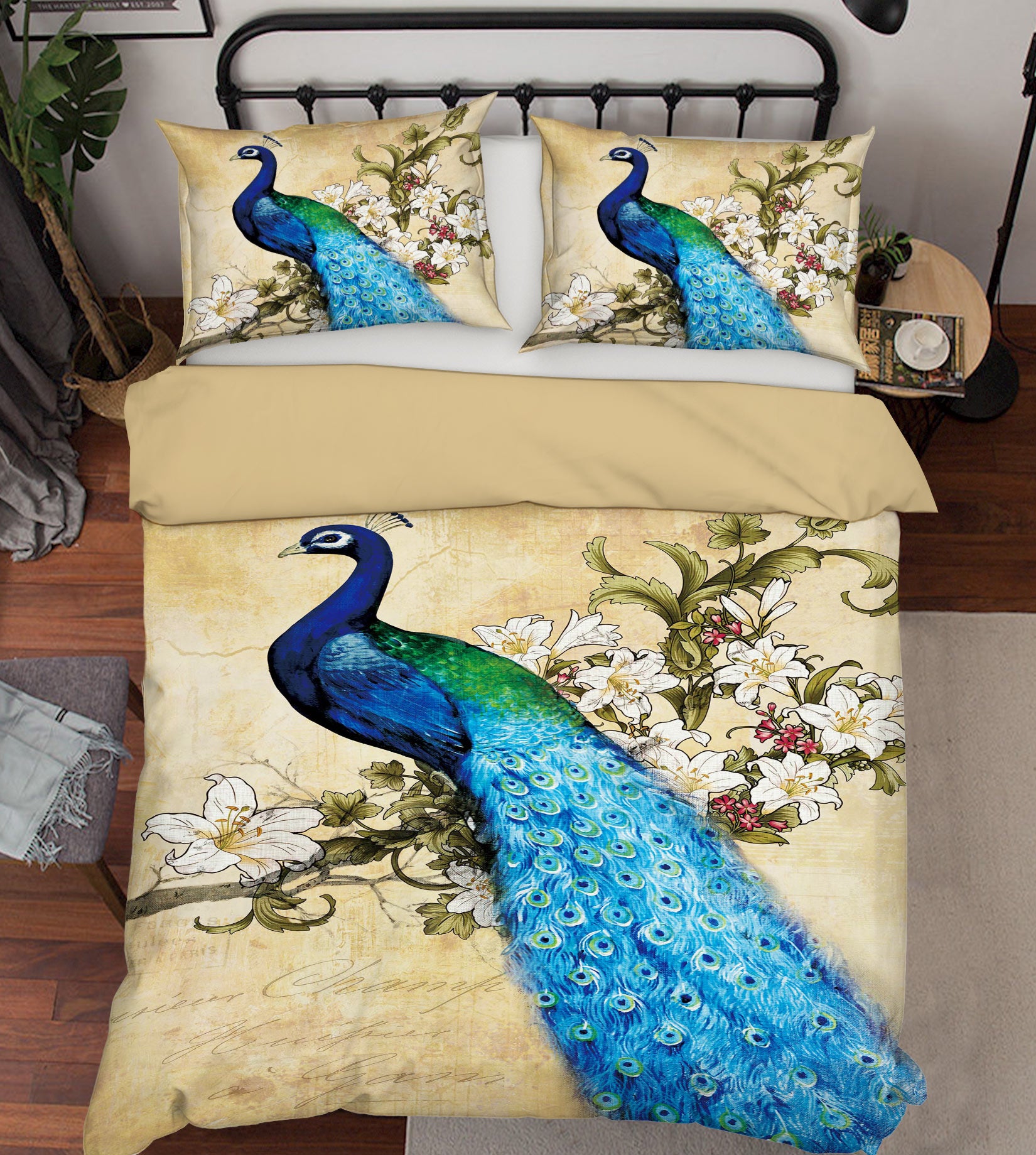 3D Peacock Branch 16103 Bed Pillowcases Quilt