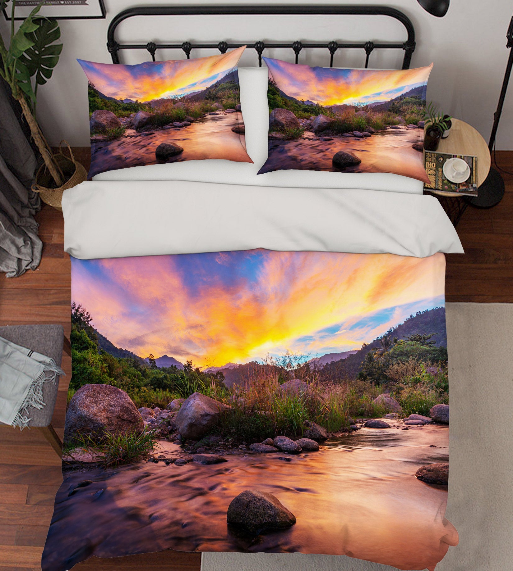 3D Stone Creek Water Sky 59129 Bed Pillowcases Quilt