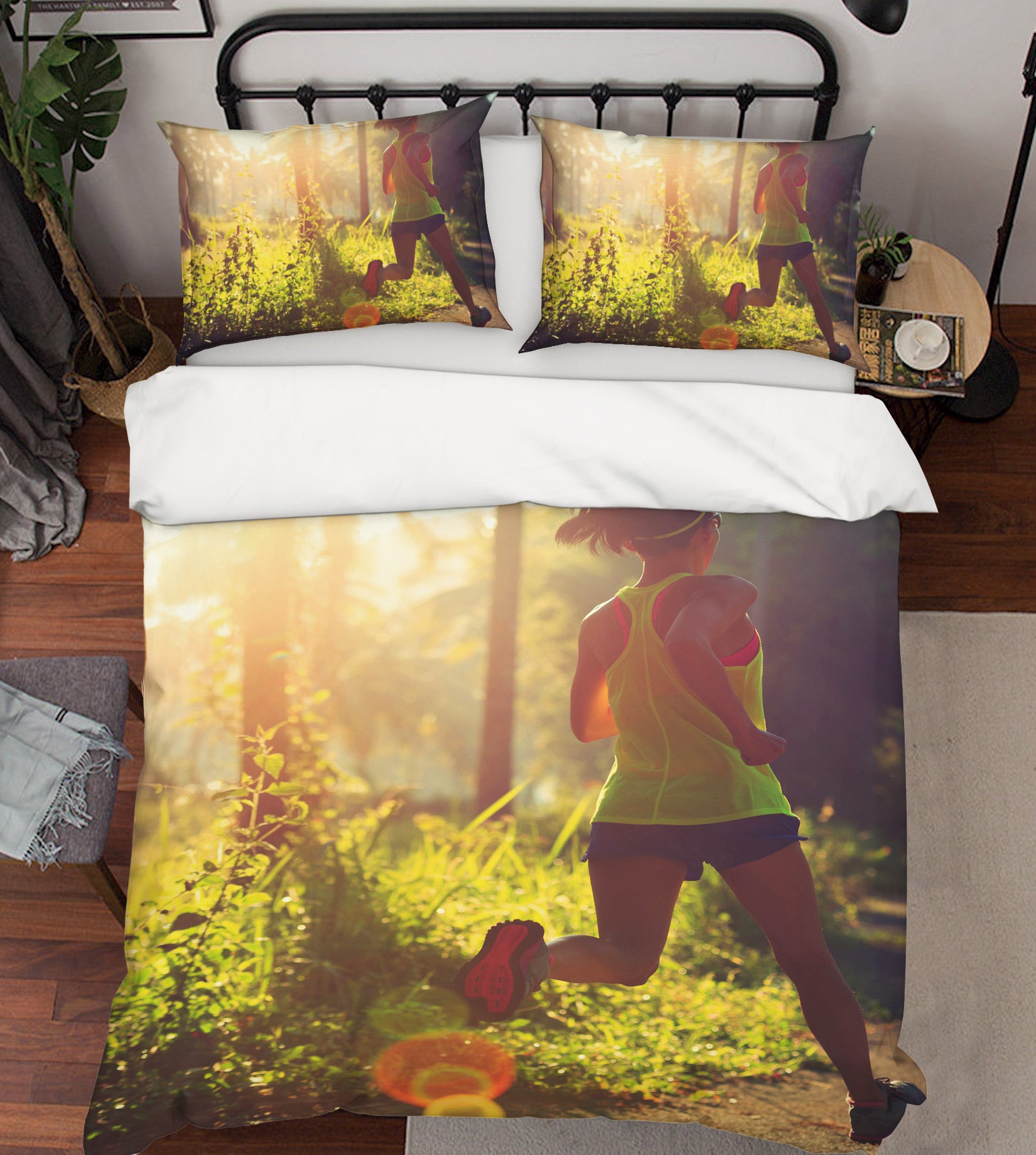 3D Morning Jog 14166 Bed Pillowcases Quilt