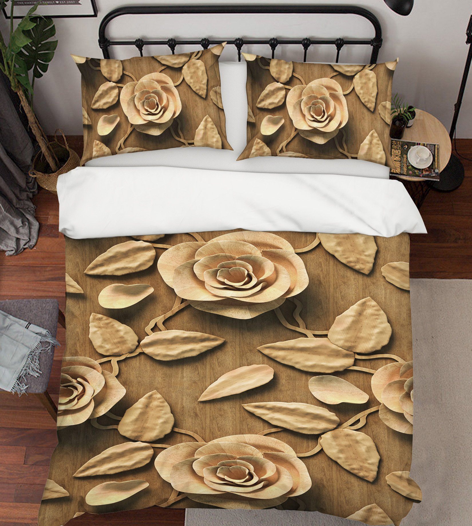 3D Shaping Roses 054 Bed Pillowcases Quilt Wallpaper AJ Wallpaper 