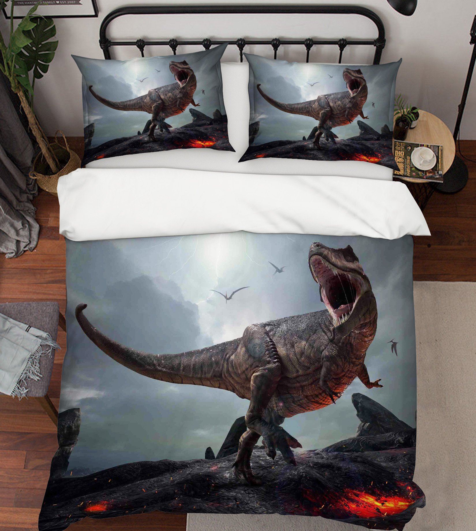 3D Lightning Tyrannosaurus Rex 066 Bed Pillowcases Quilt Wallpaper AJ Wallpaper 