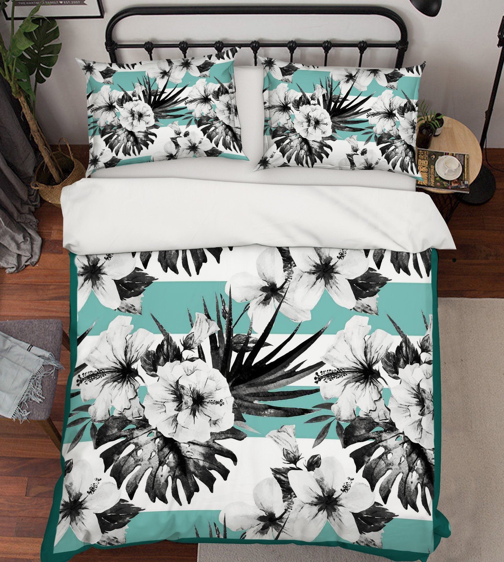 3D Black Flower 054 Bed Pillowcases Quilt Wallpaper AJ Wallpaper 