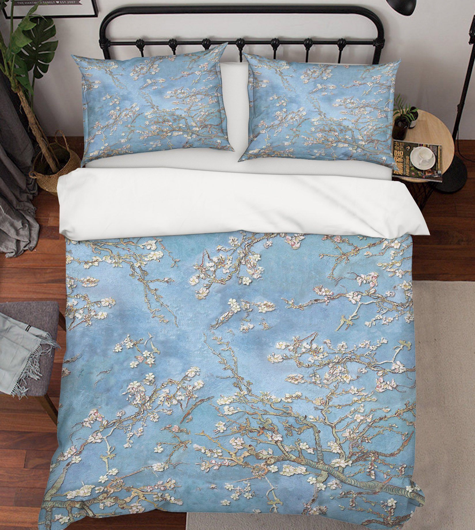 3D Embossed Flower Blue Bottom 076 Bed Pillowcases Quilt Wallpaper AJ Wallpaper 