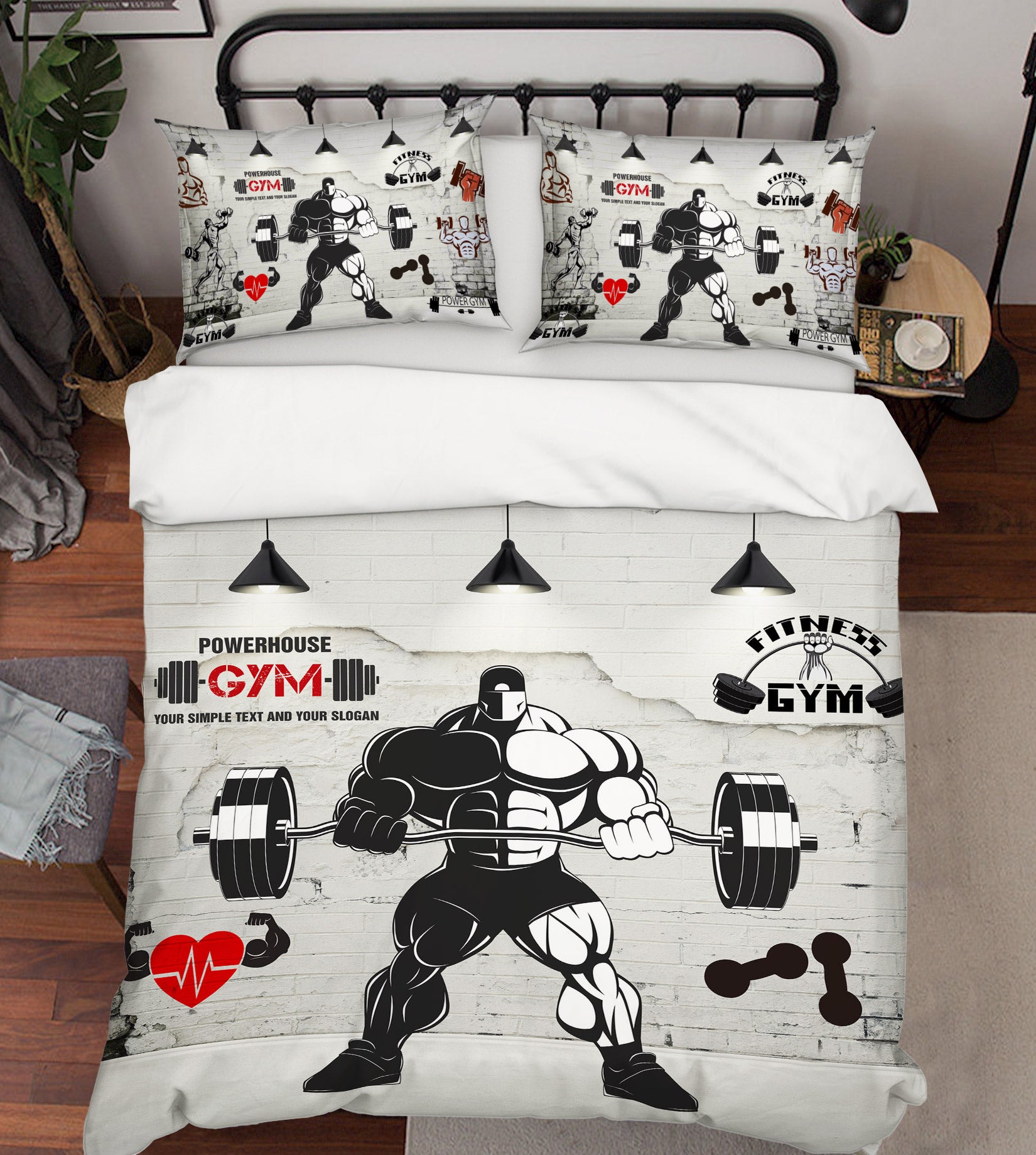 3D Men Weightlifting 14127 Bed Pillowcases Quilt