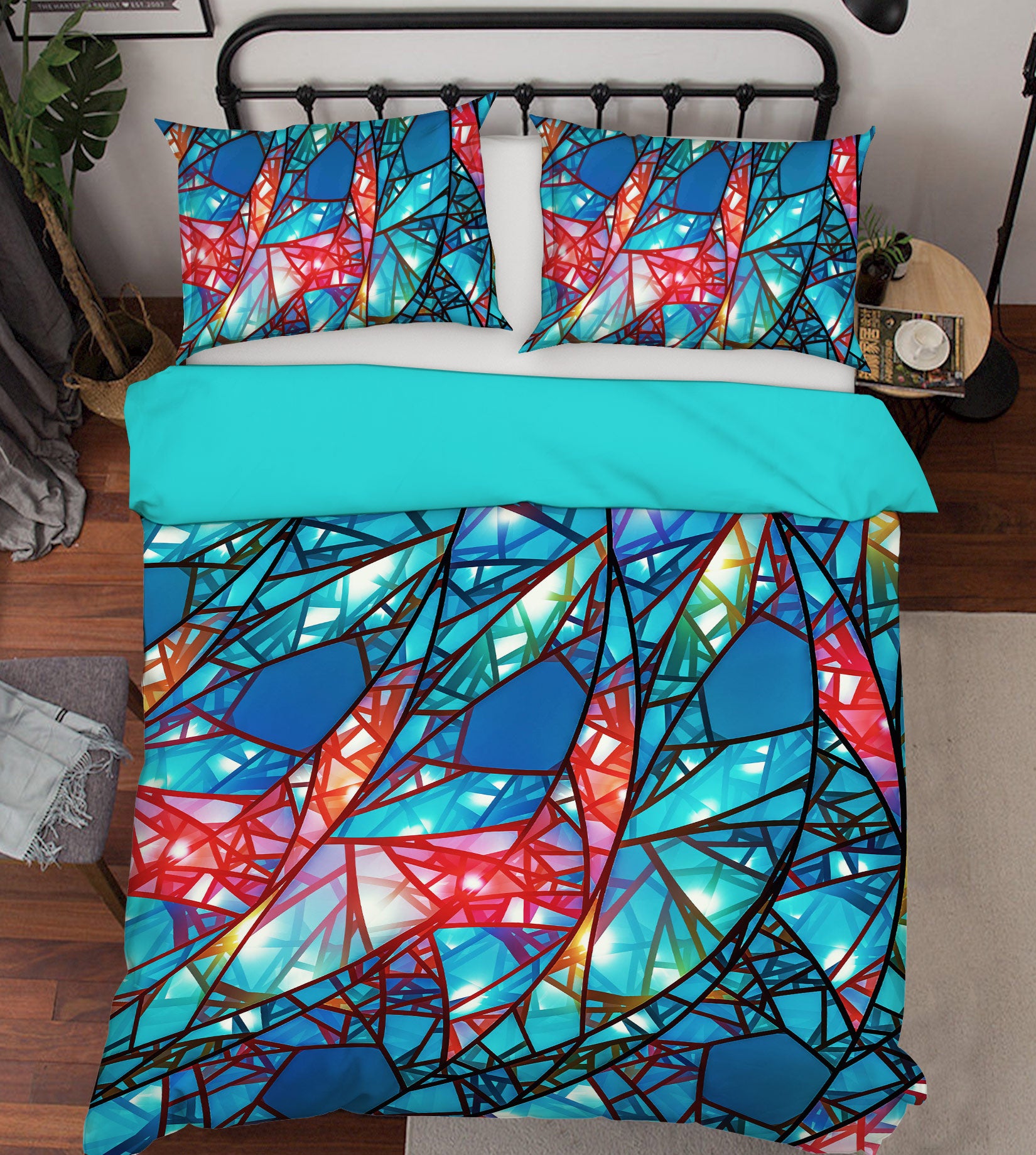 3D Blue Block 14010 Bed Pillowcases Quilt