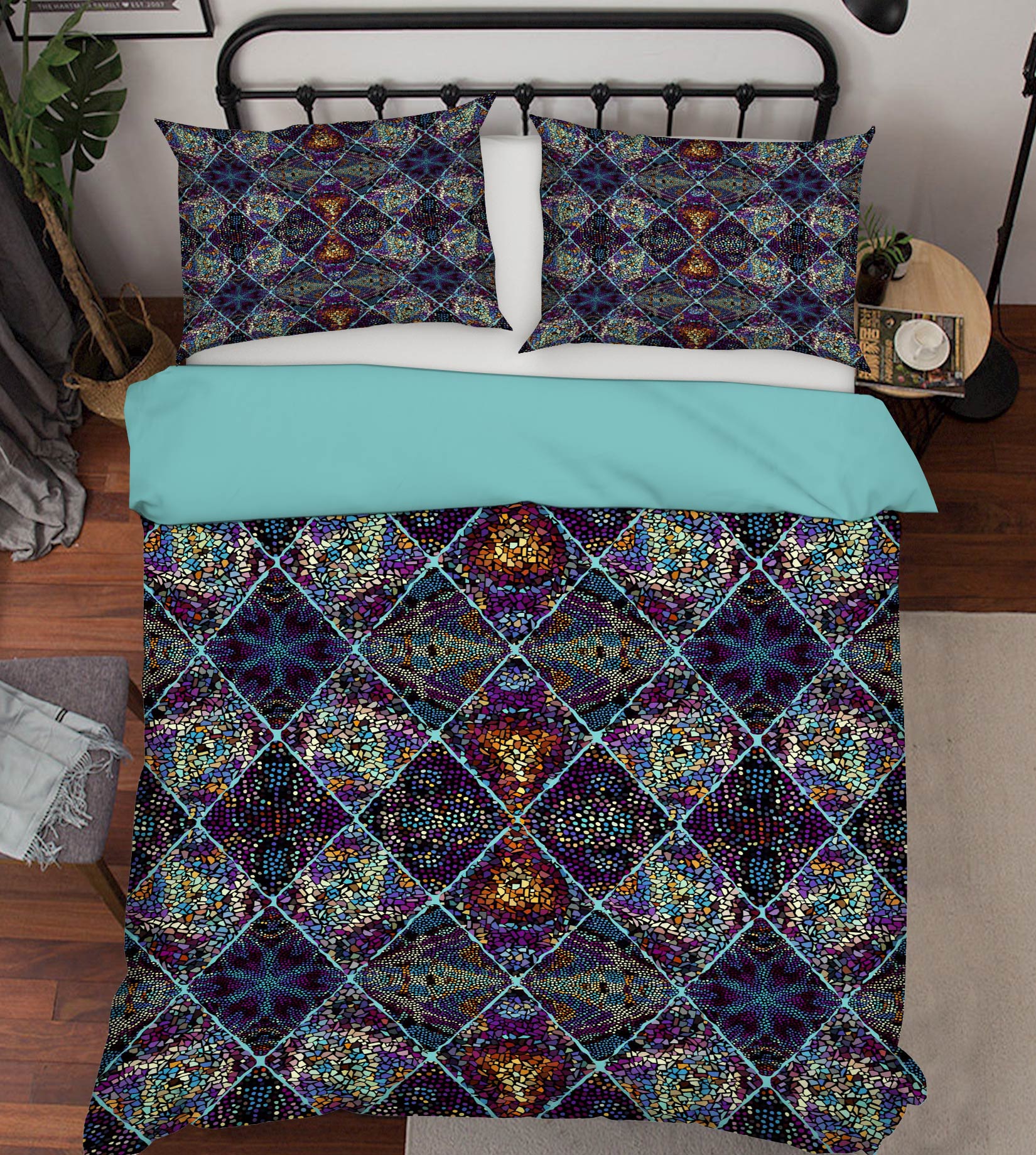 3D Diamond Pattern 14067 Bed Pillowcases Quilt