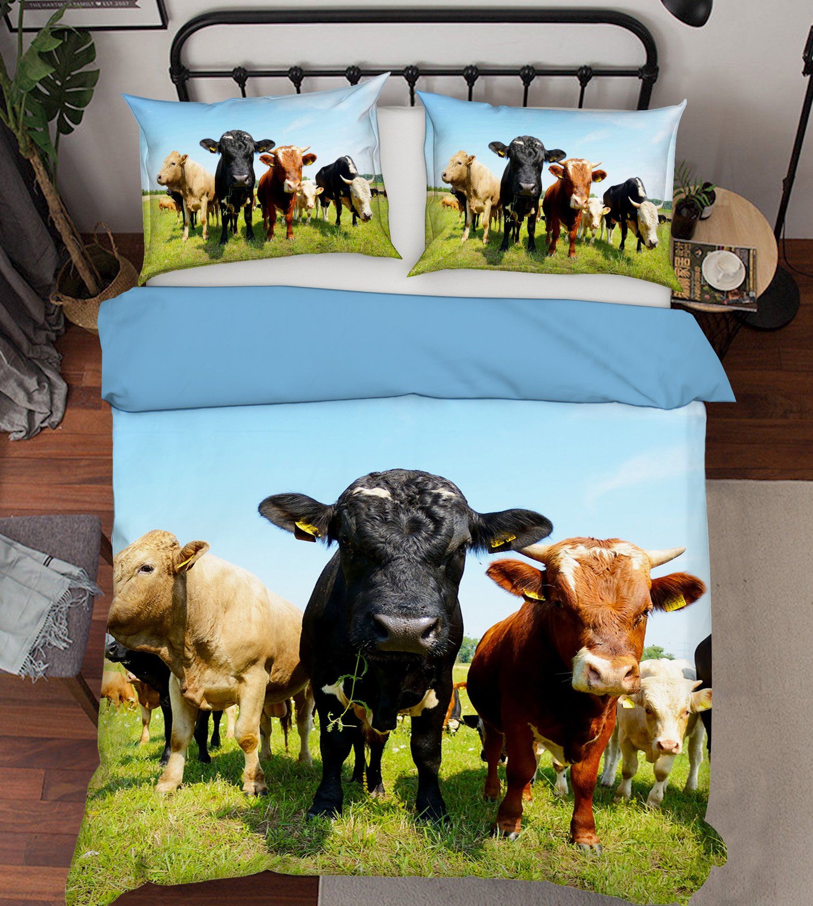 3D Herd Cows 1931 Bed Pillowcases Quilt Quiet Covers AJ Creativity Home 