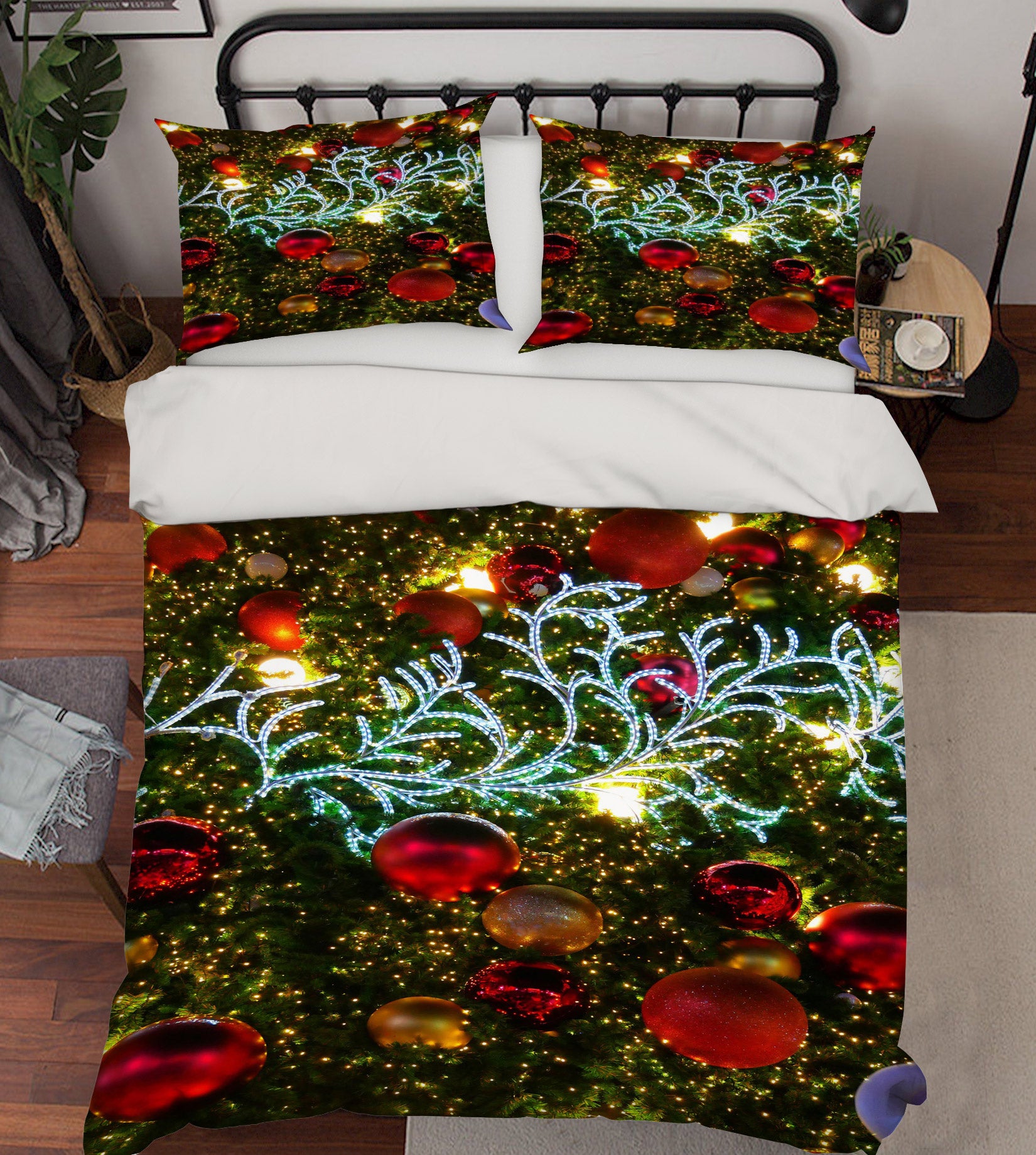 3D Branches Red Ball 51004 Christmas Quilt Duvet Cover Xmas Bed Pillowcases