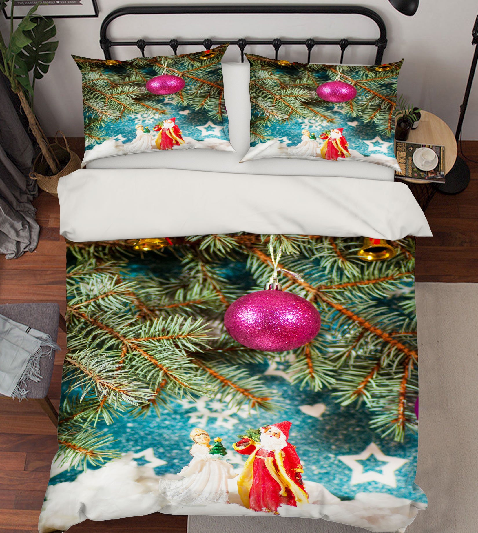 3D Branches Santa Claus Ornaments 51012 Christmas Quilt Duvet Cover Xmas Bed Pillowcases