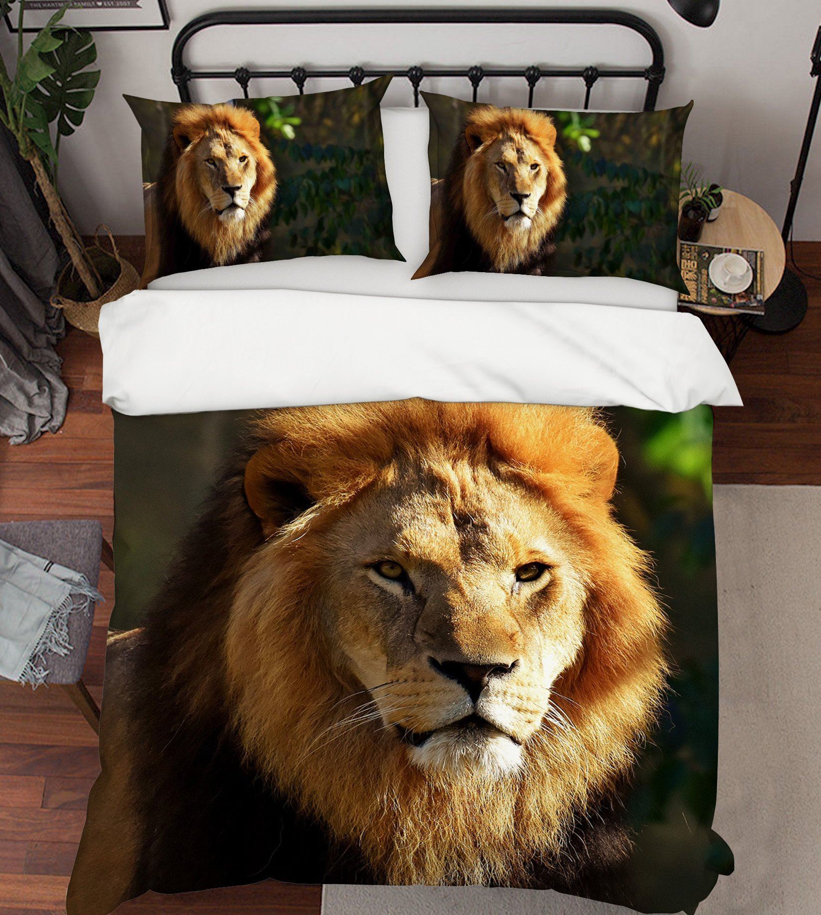 3D Lion Head 1975 Bed Pillowcases Quilt Quiet Covers AJ Creativity Home 