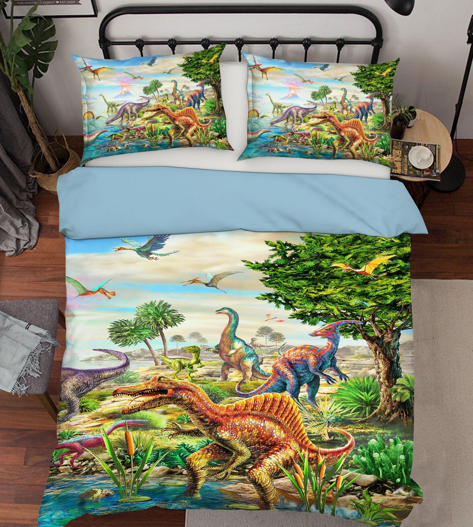 3D Dinosaur Forest 2124 Adrian Chesterman Bedding Bed Pillowcases Quilt Quiet Covers AJ Creativity Home 