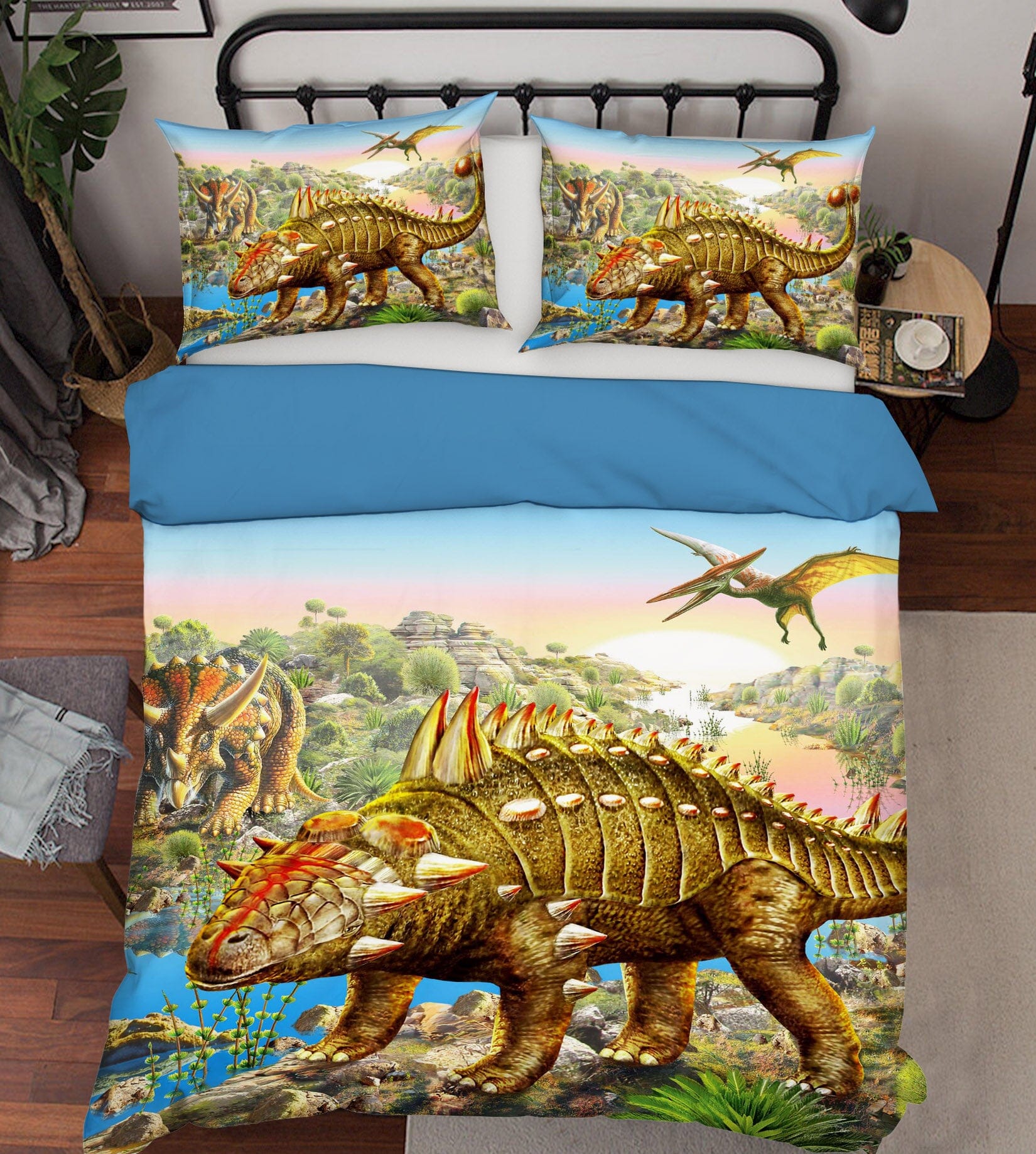 3D Dinosaur World 2102 Adrian Chesterman Bedding Bed Pillowcases Quilt Quiet Covers AJ Creativity Home 