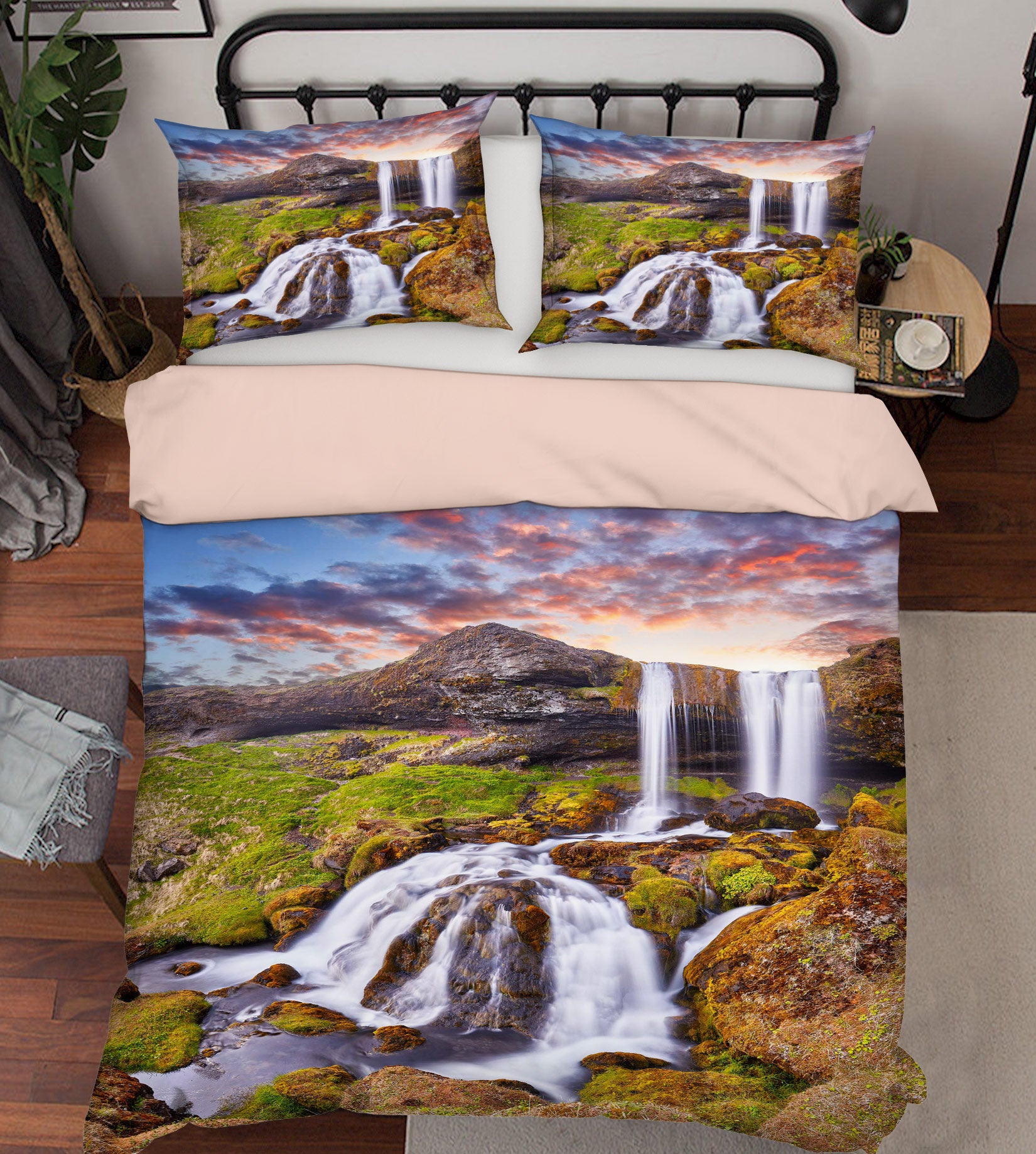 3D Waterfall Stone 15184 Bed Pillowcases Quilt