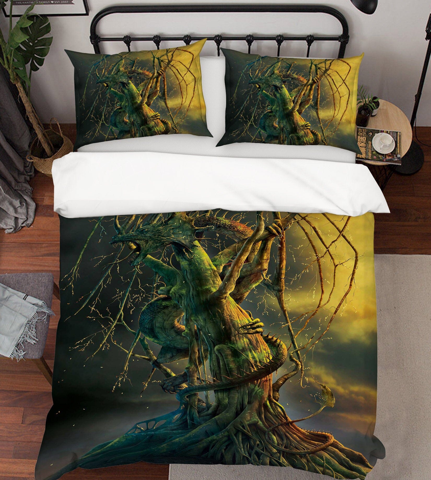 3D Tree Dragon 093 Bed Pillowcases Quilt Exclusive Designer Vincent Quiet Covers AJ Creativity Home 