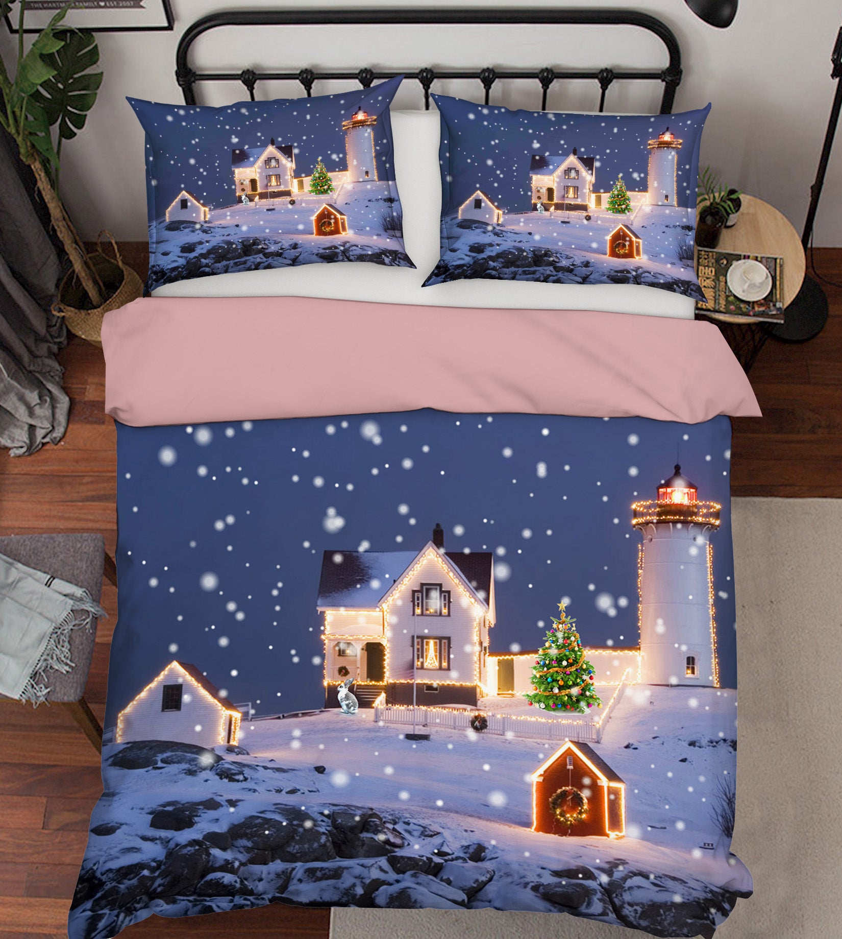 3D Snowy House 45036 Christmas Quilt Duvet Cover Xmas Bed Pillowcases