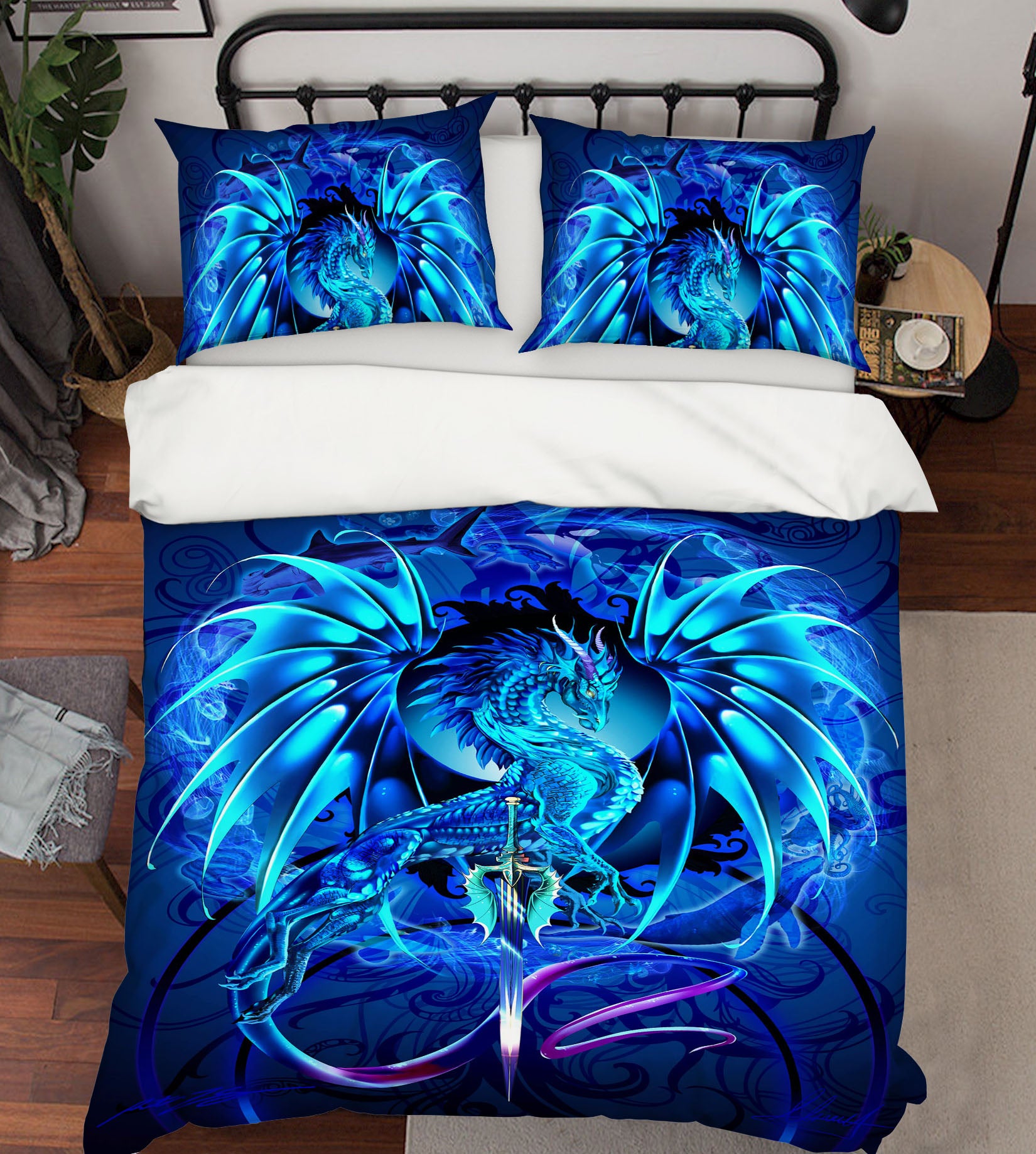 3D Blue Dragon 8325 Ruth Thompson Bedding Bed Pillowcases Quilt Cover Duvet Cover