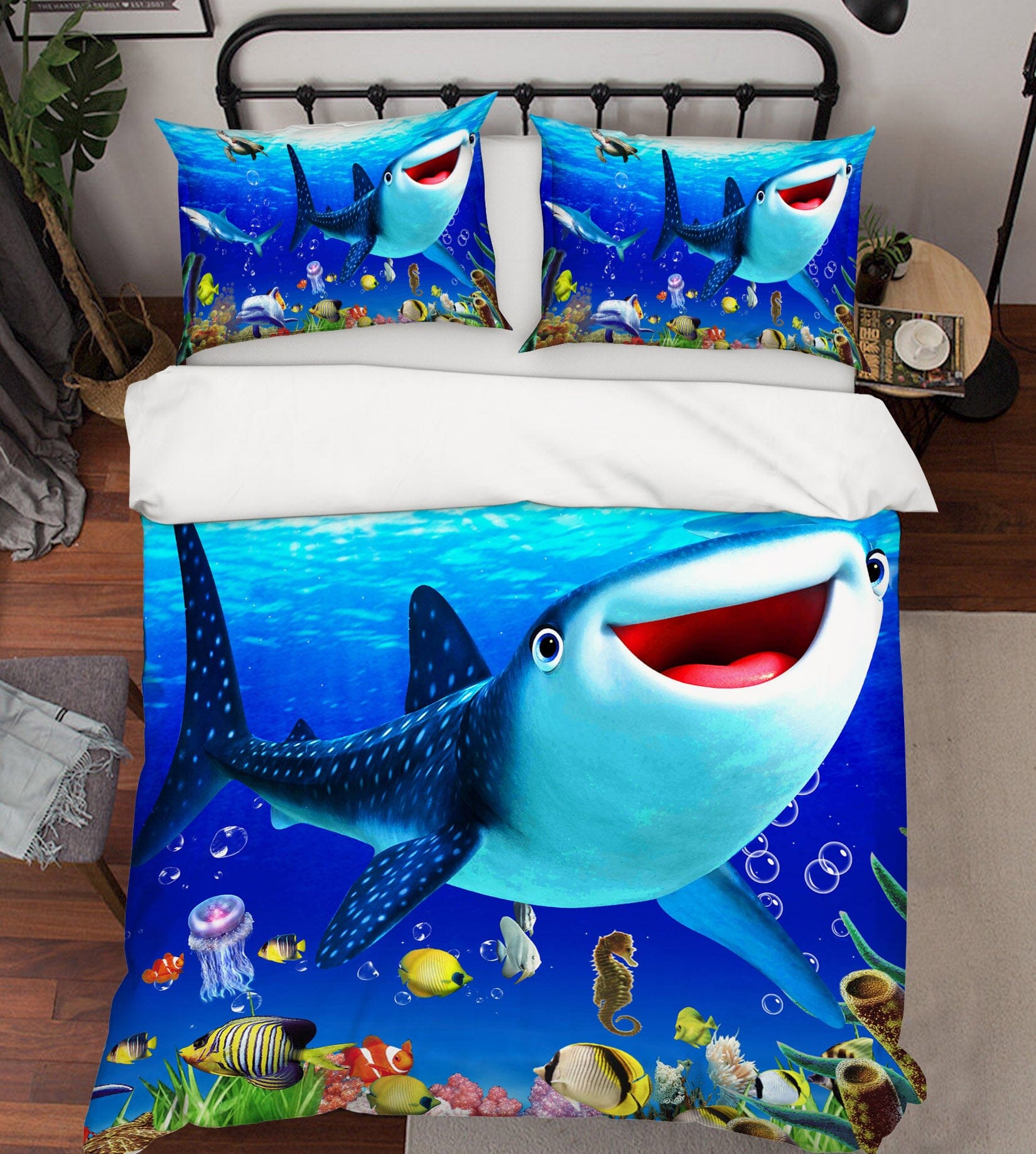 3D Cute Whale 1914 Bed Pillowcases Quilt Quiet Covers AJ Creativity Home 