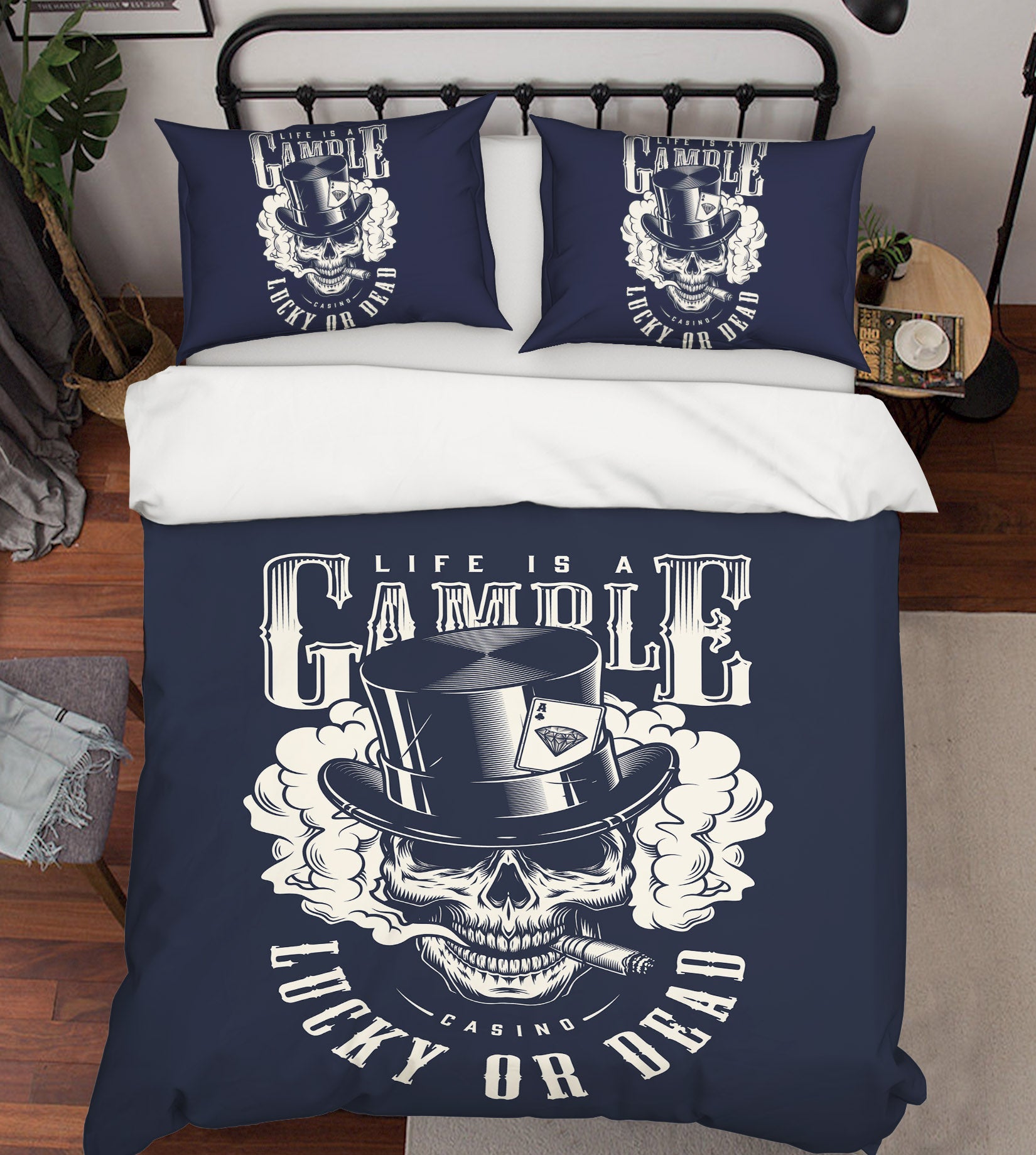 3D Black Skull Cigarette 61080 Bed Pillowcases Quilt