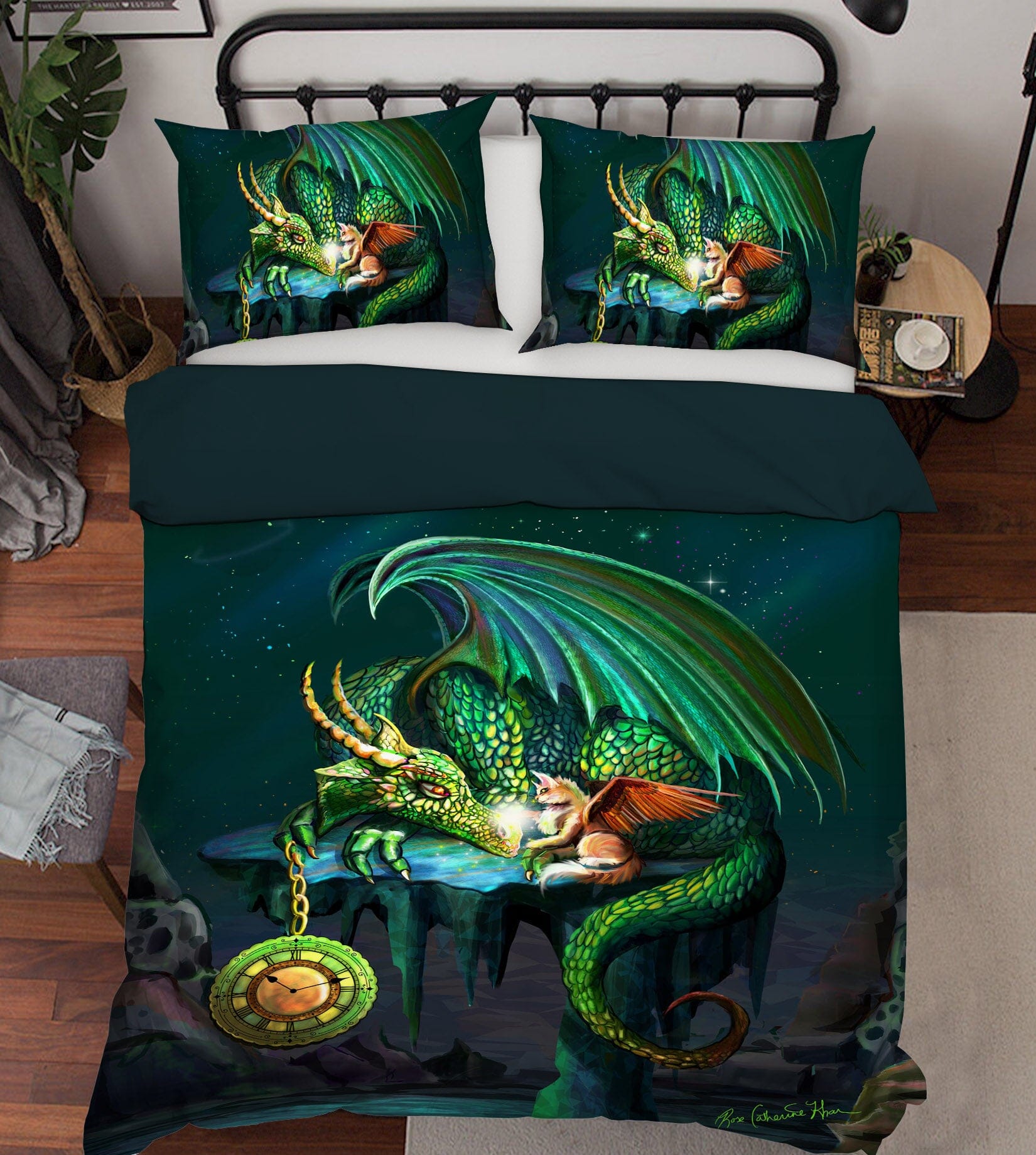 3D Flying Dragon 126 Rose Catherine Khan Bedding Bed Pillowcases Quilt Quiet Covers AJ Creativity Home 