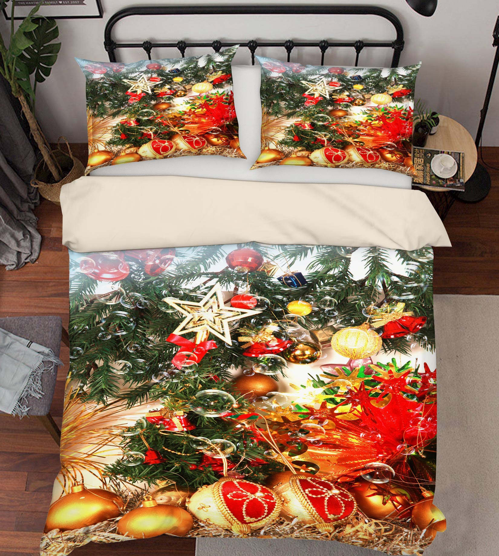 3D Golden Pendant 50033 Christmas Quilt Duvet Cover Xmas Bed Pillowcases