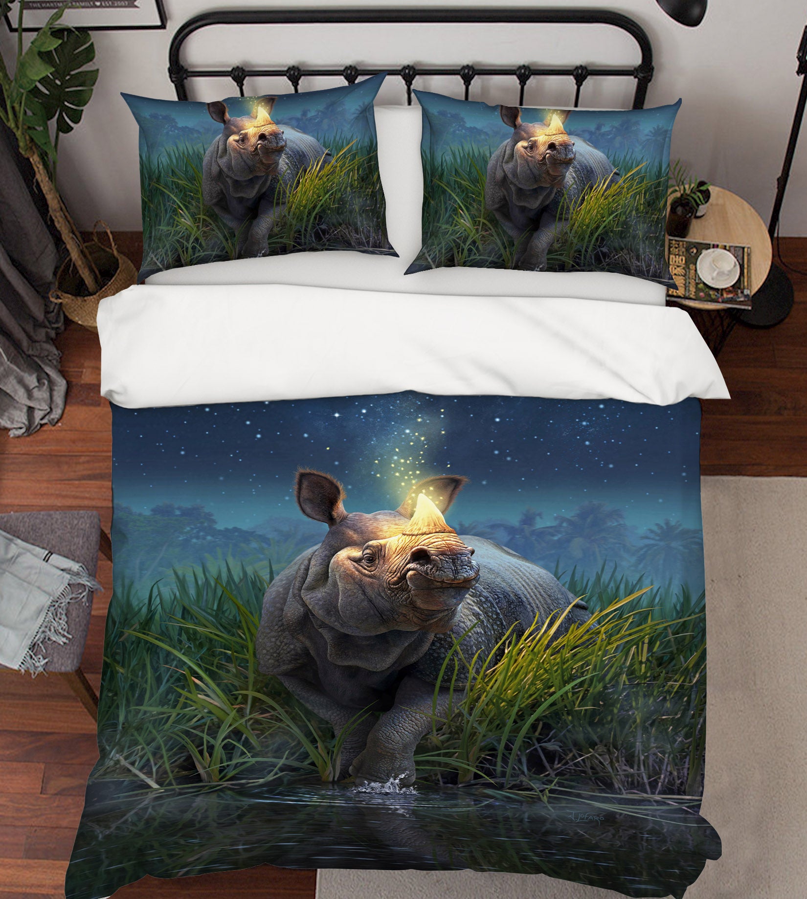 3D Rhinoceros Unicornis 86041 Jerry LoFaro bedding Bed Pillowcases Quilt