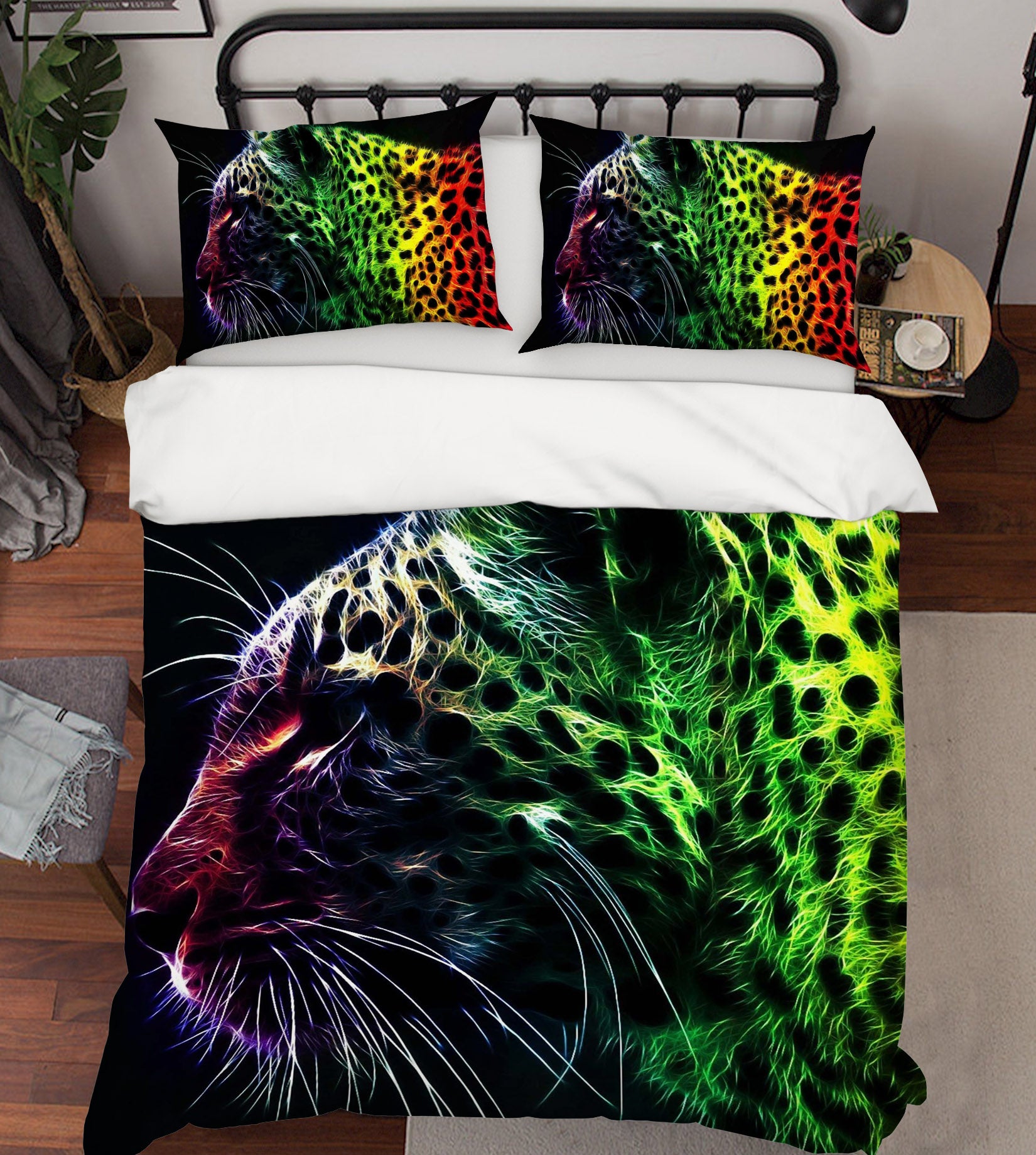 3D Green Leopard 143 Bed Pillowcases Quilt