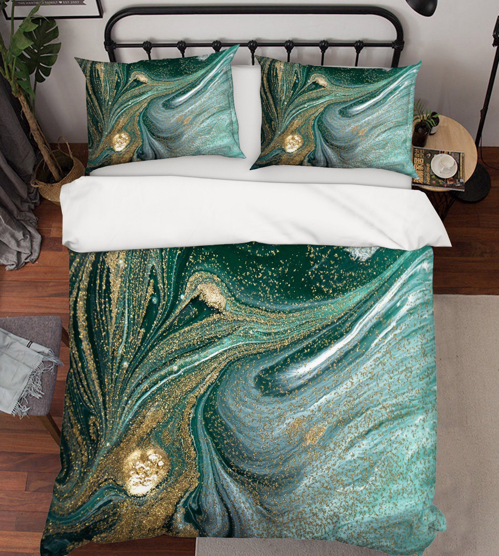 3D Sway Gold Powder 049 Bed Pillowcases Quilt Wallpaper AJ Wallpaper 