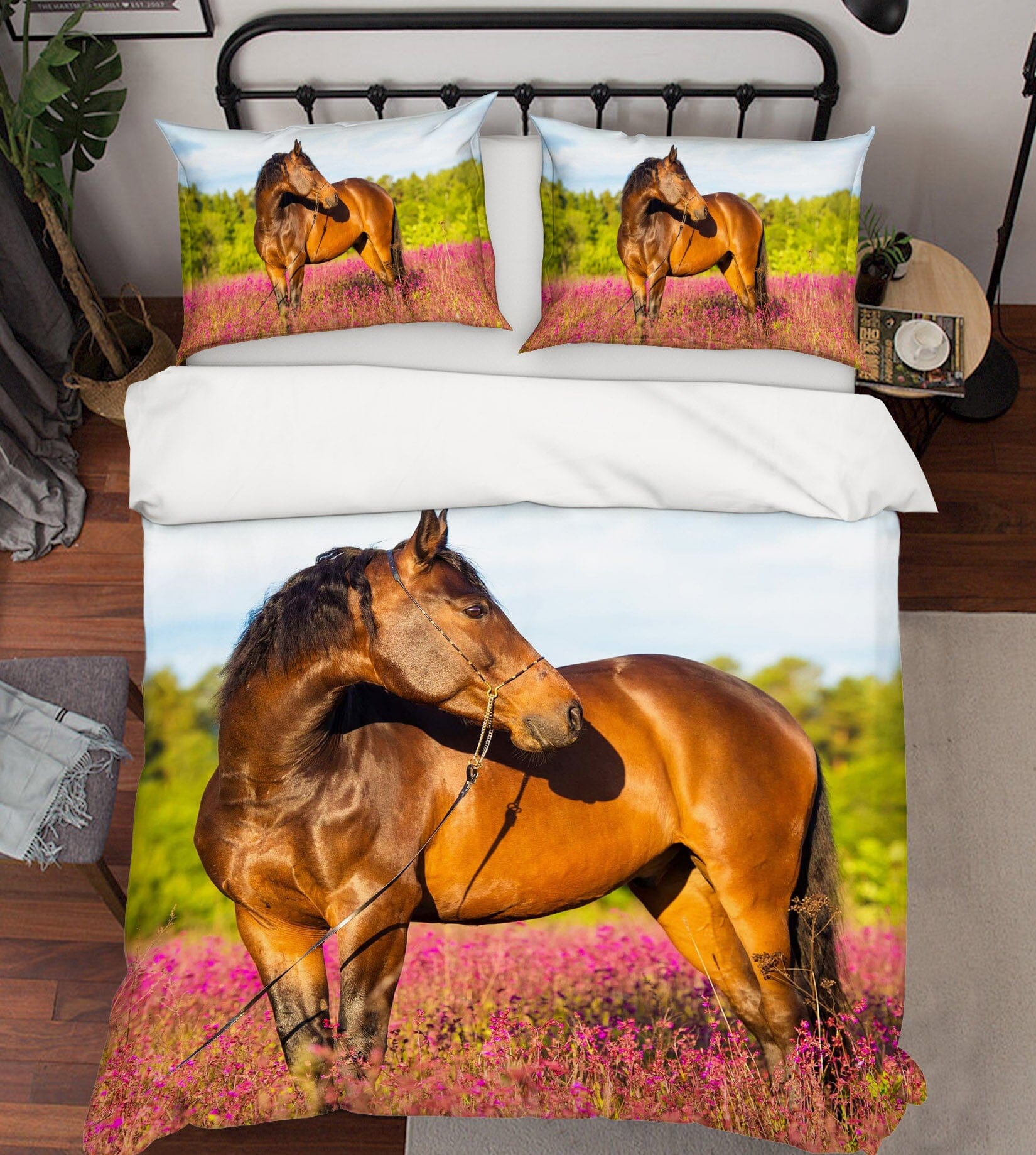 3D Garden Horse 1912 Bed Pillowcases Quilt Quiet Covers AJ Creativity Home 