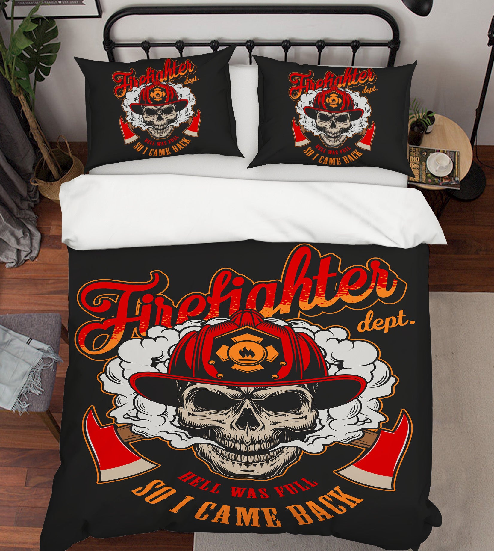 3D Red Hat Skull 60246 Bed Pillowcases Quilt