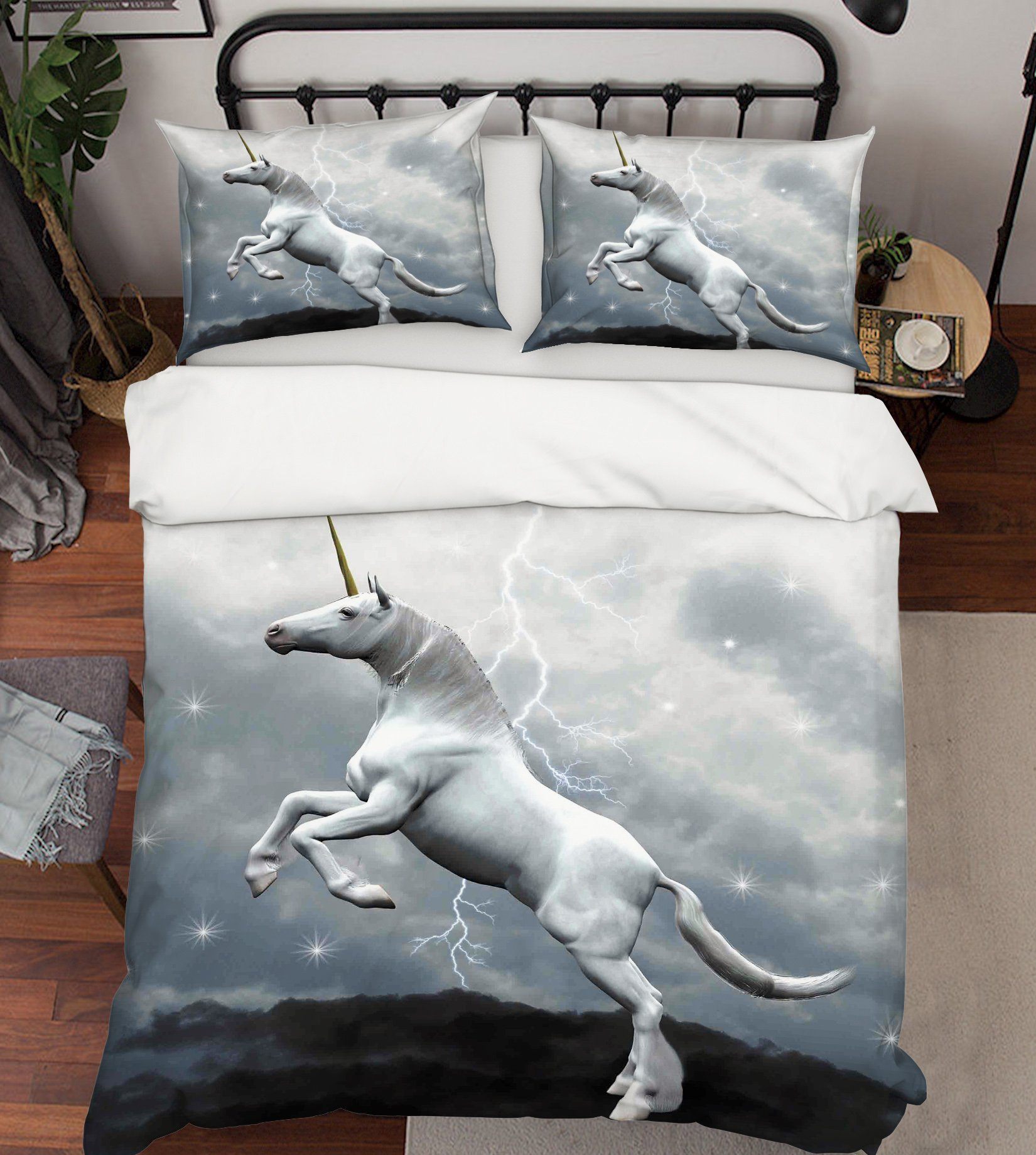 3D Lightning Star Unicorn 026 Bed Pillowcases Quilt Wallpaper AJ Wallpaper 