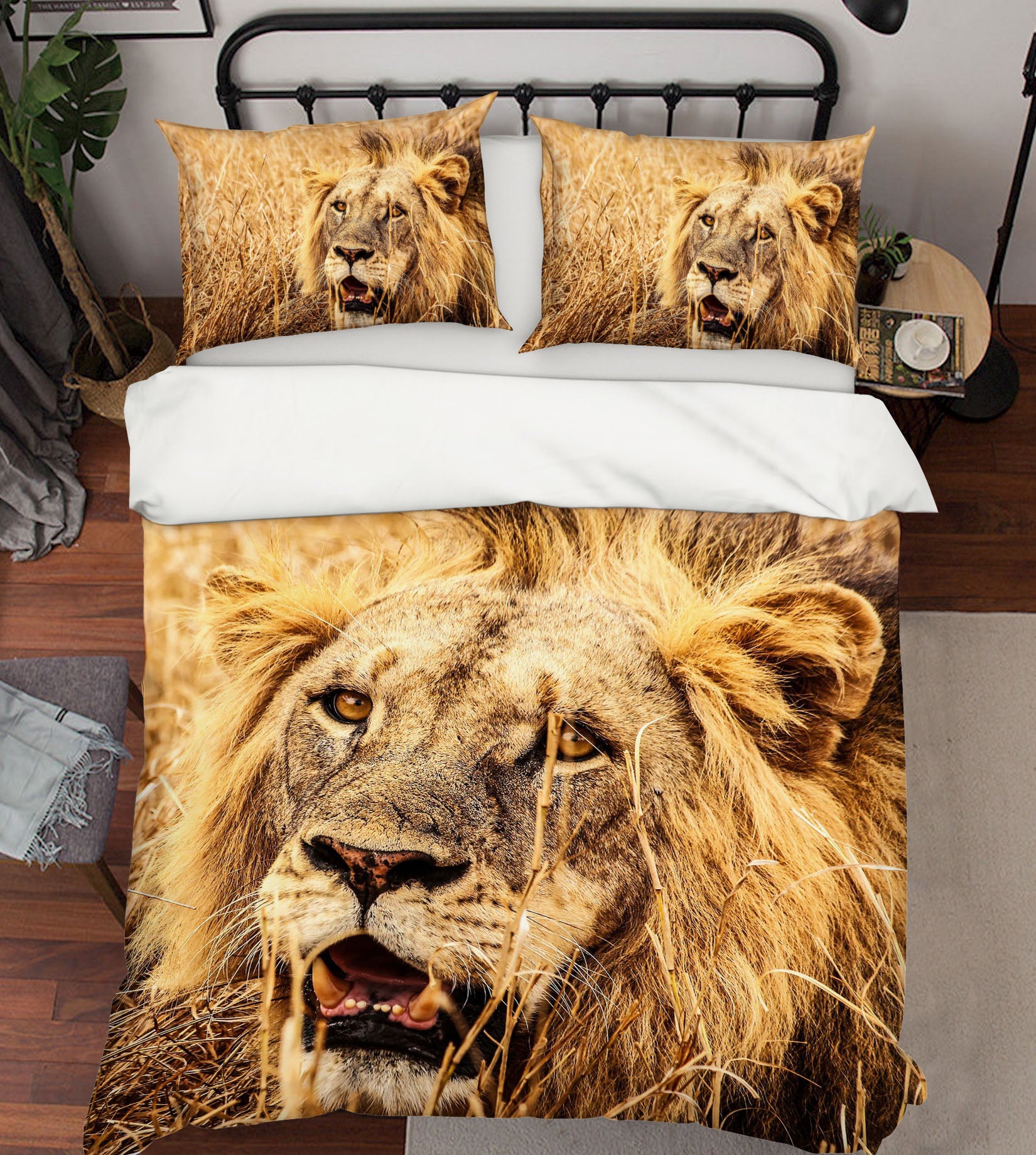 3D Mighty Lion 013 Bed Pillowcases Quilt