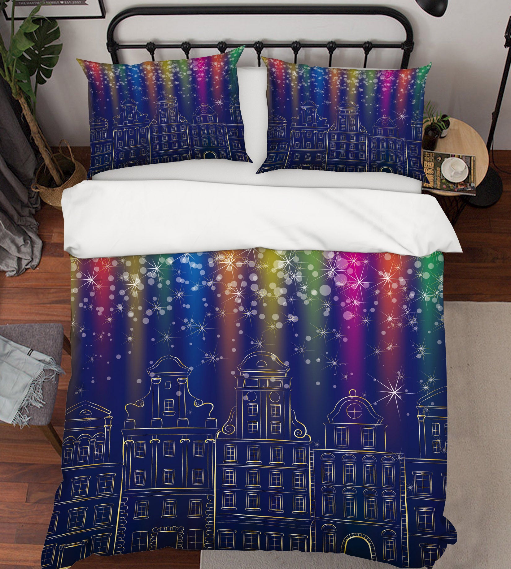 3D Colorful Light Houses 51067 Christmas Quilt Duvet Cover Xmas Bed Pillowcases