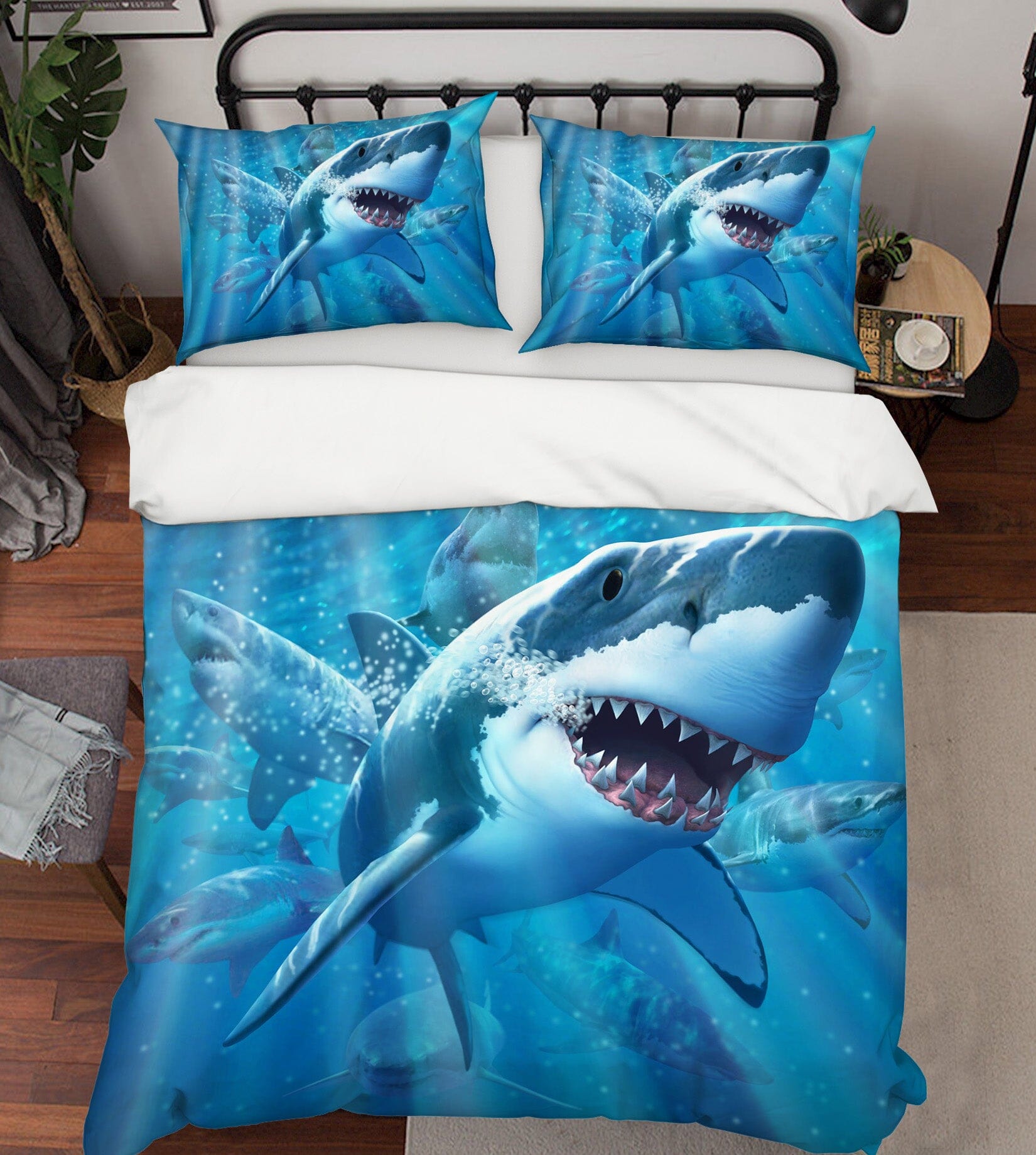 3D Great White Shark 2106 Jerry LoFaro bedding Bed Pillowcases Quilt Quiet Covers AJ Creativity Home 