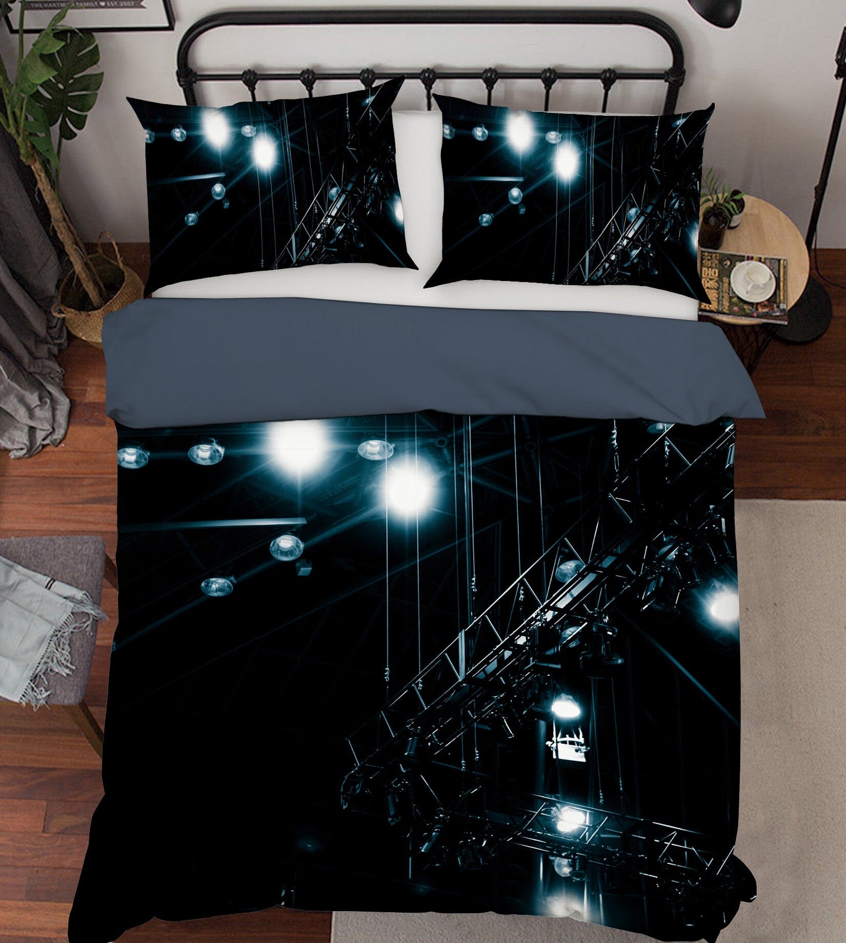 3D Steel Frame Lighting 2012 Noirblanc777 Bedding Bed Pillowcases Quilt Quiet Covers AJ Creativity Home 