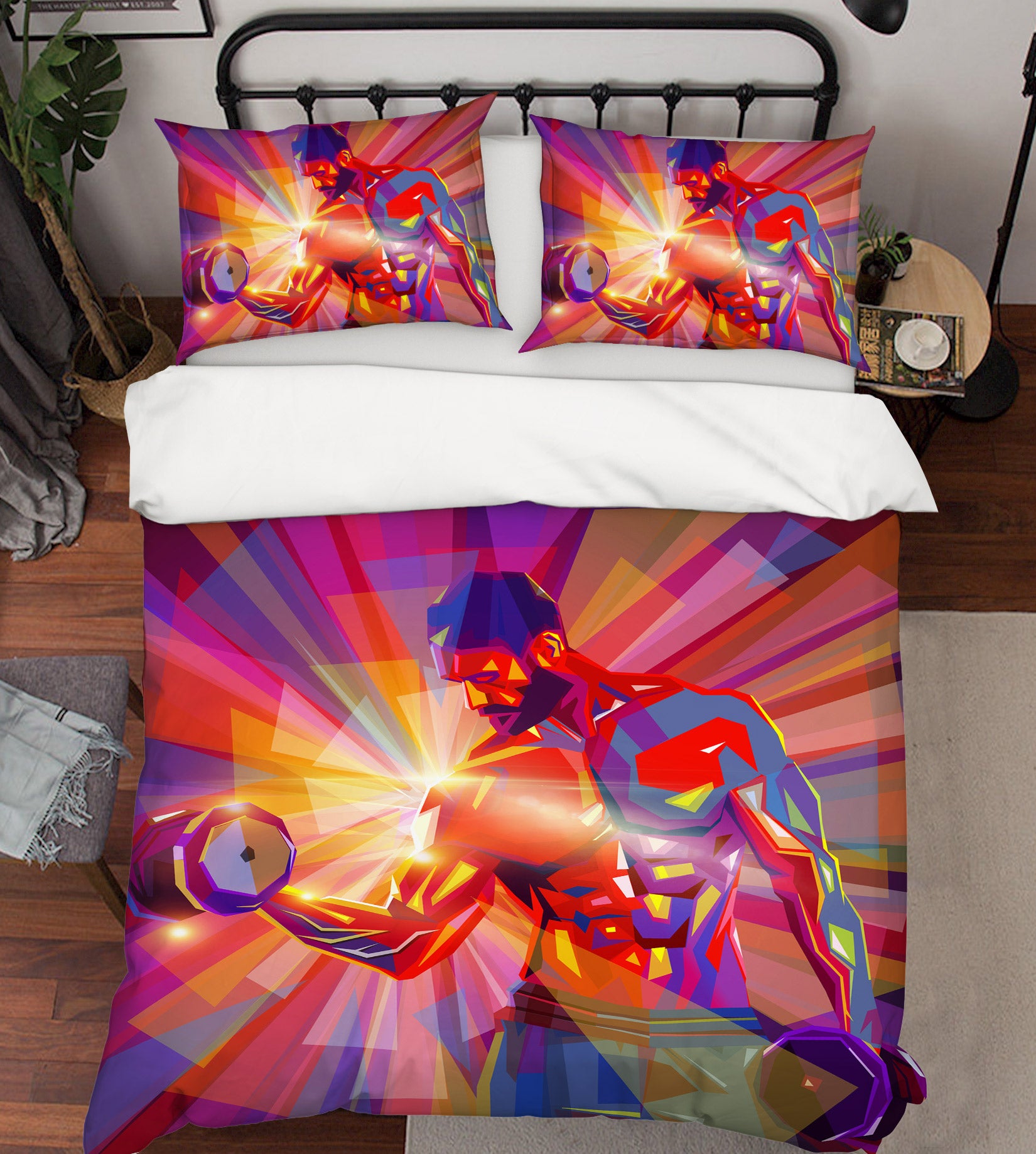 3D Lift Dumbbells 14128 Bed Pillowcases Quilt