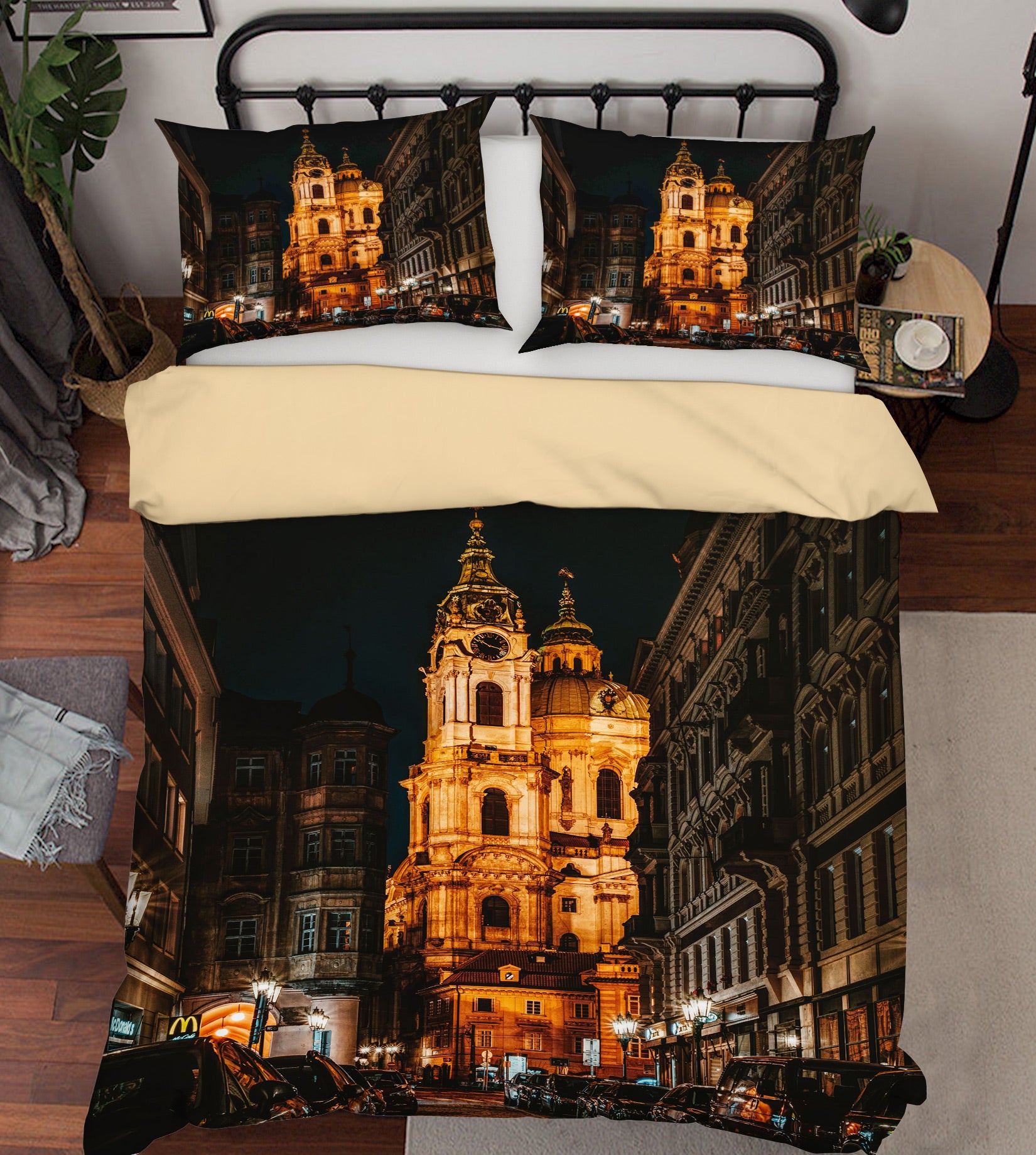 3D City Houses Street 12220 Bed Pillowcases Quilt