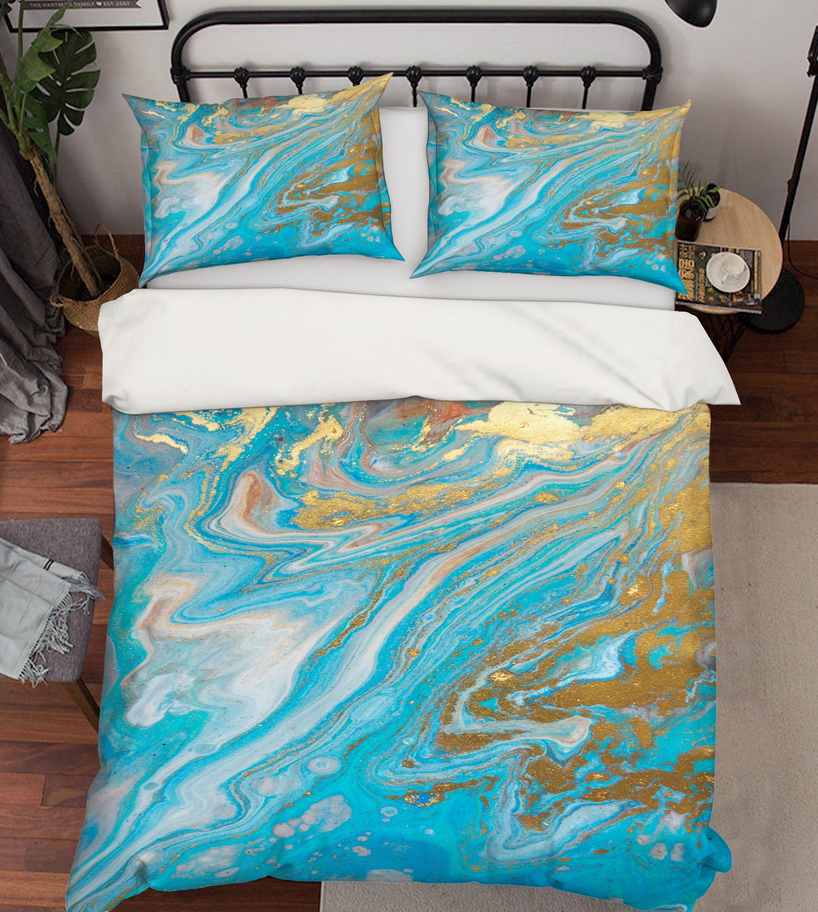 3D Gray Blue Texture 59227 Bed Pillowcases Quilt