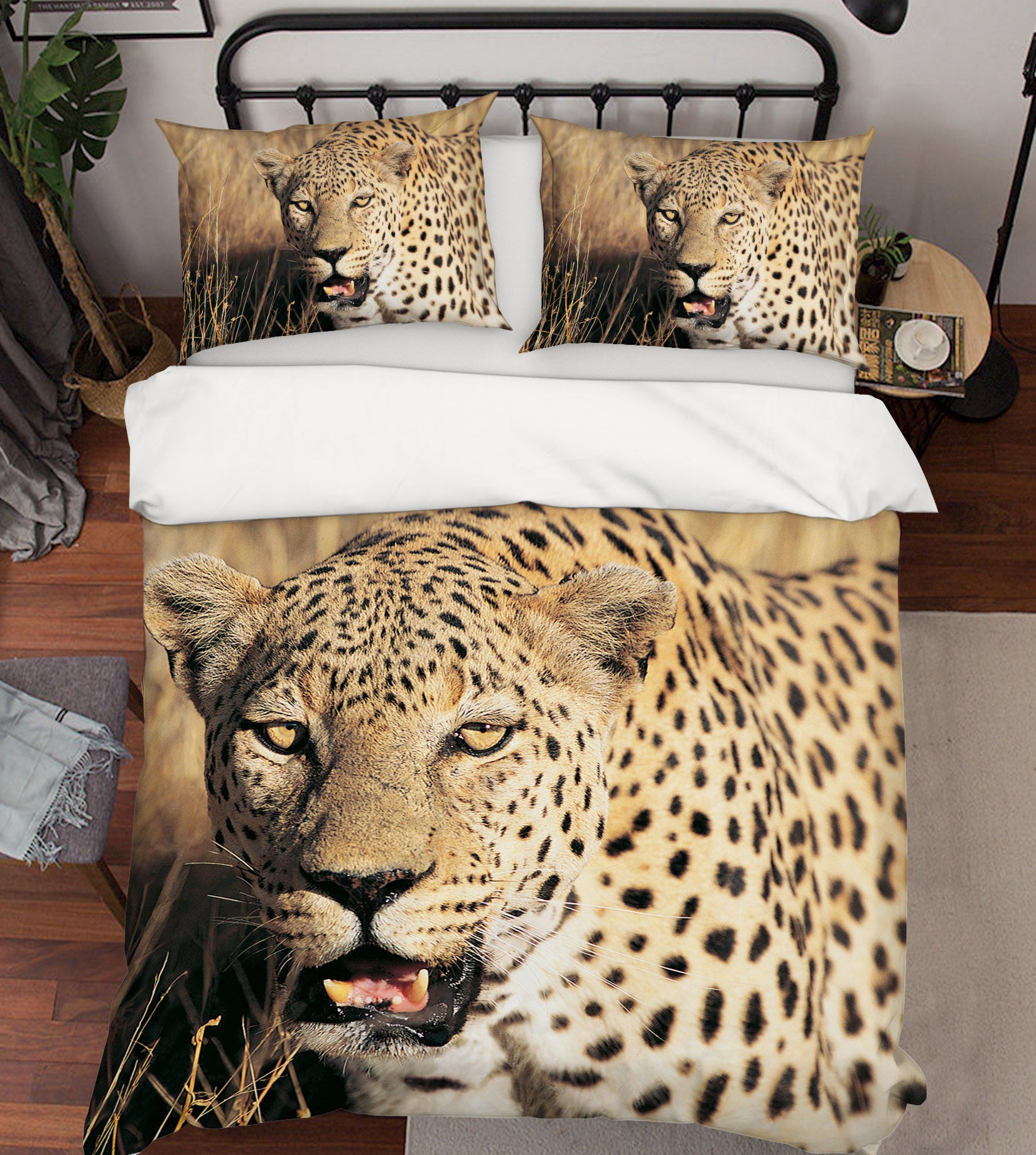 3D Fangs Leopard 002 Bed Pillowcases Quilt