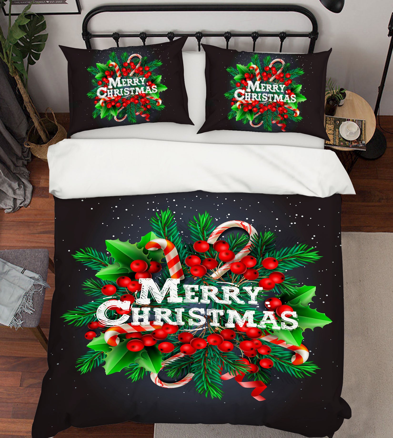 3D Branch Red Fruits 58217 Bed Pillowcases Quilt