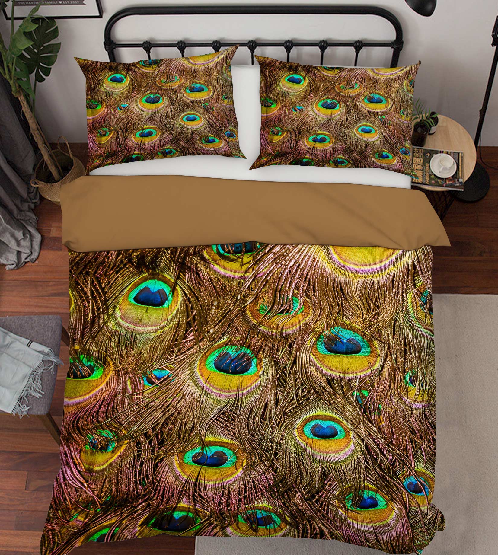 3D Peacock Feather 59228 Bed Pillowcases Quilt