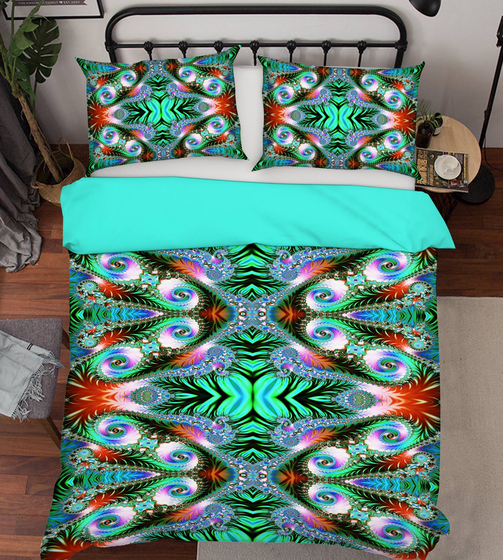 3D Green Pattern 13189 Bed Pillowcases Quilt