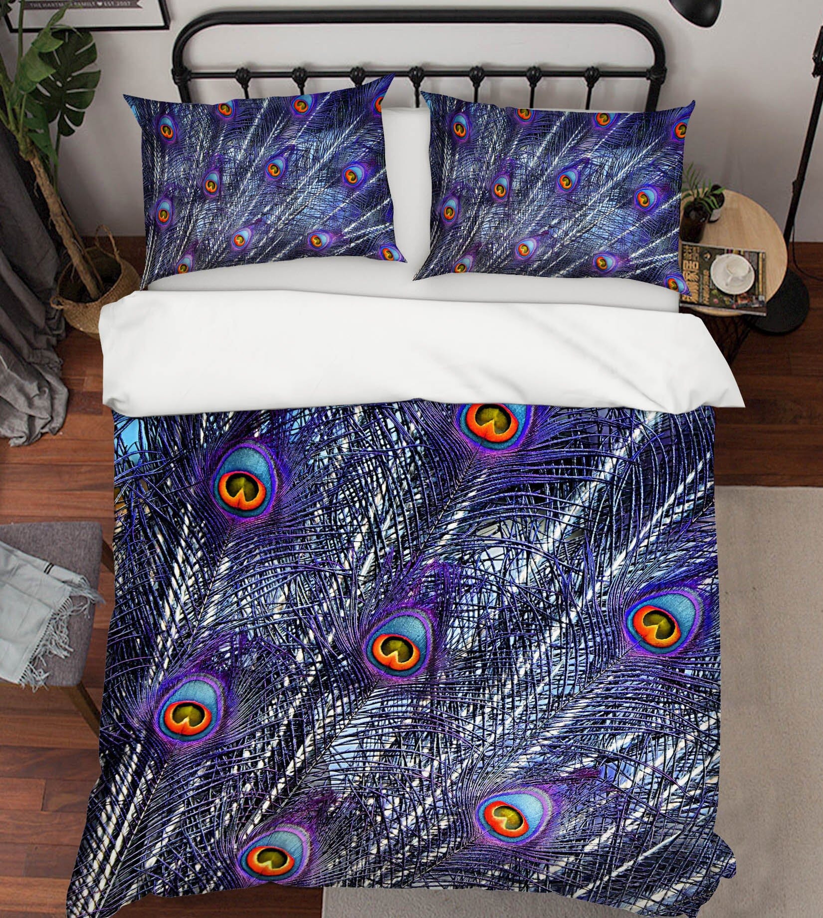 3D Purple Feather 1933 Bed Pillowcases Quilt Quiet Covers AJ Creativity Home 