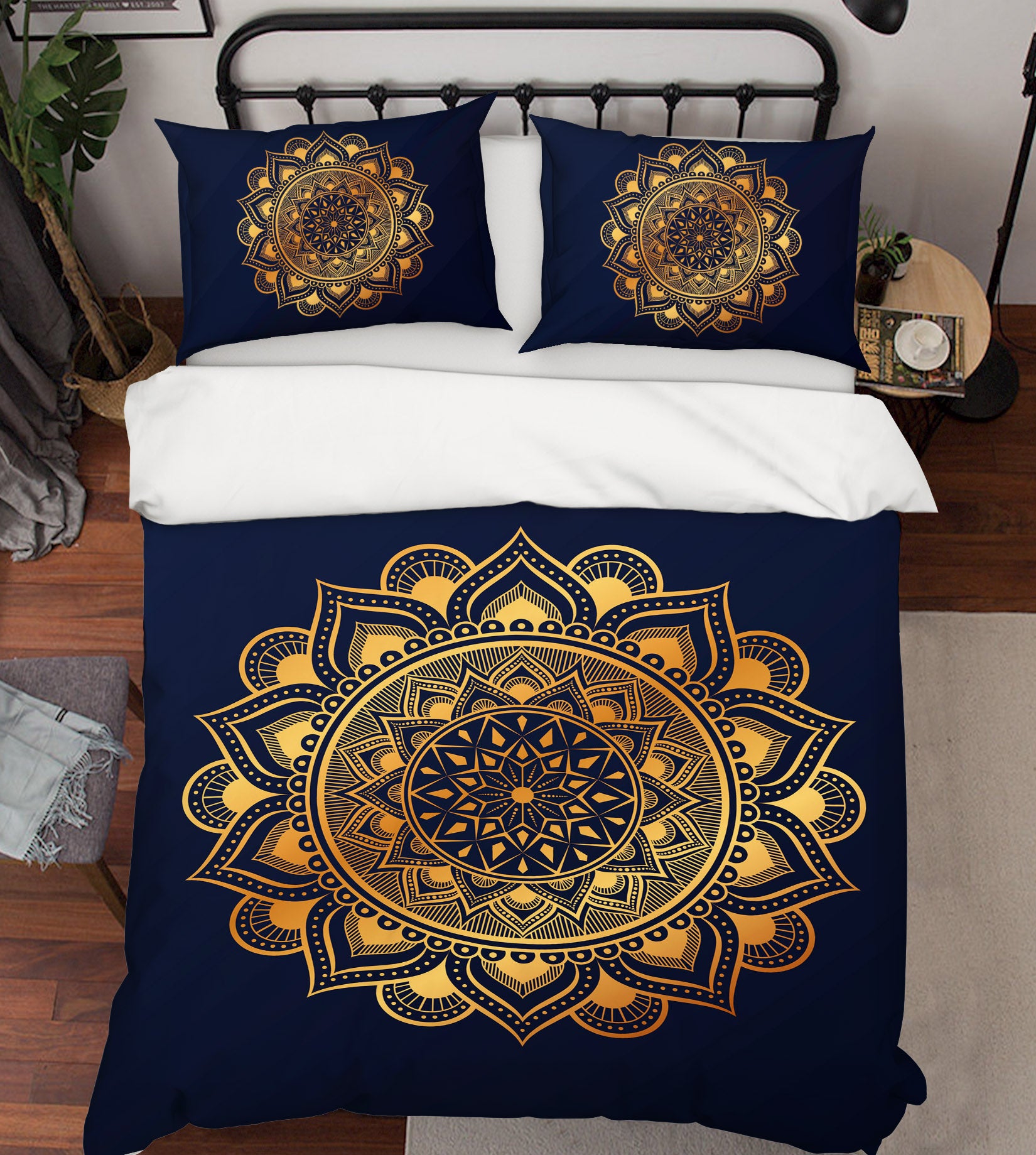 3D Golden Circle Pattern 58244 Bed Pillowcases Quilt
